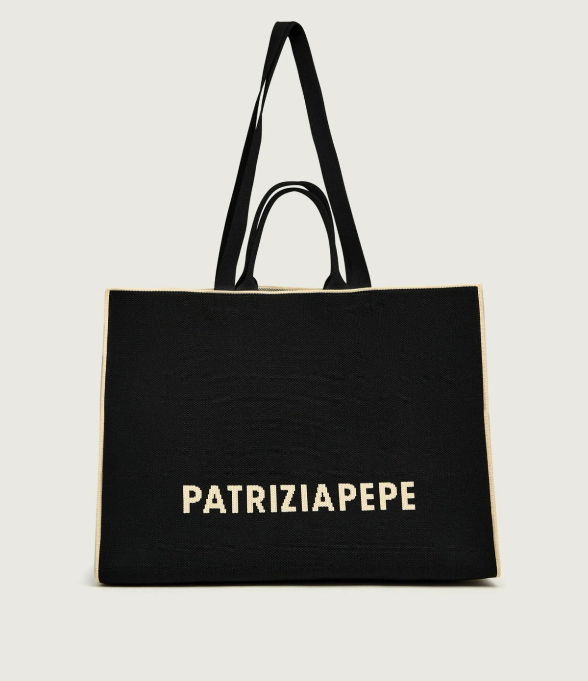 Borsa Shopper In Tessuto, Nero/Panna - Patrizia Pepe