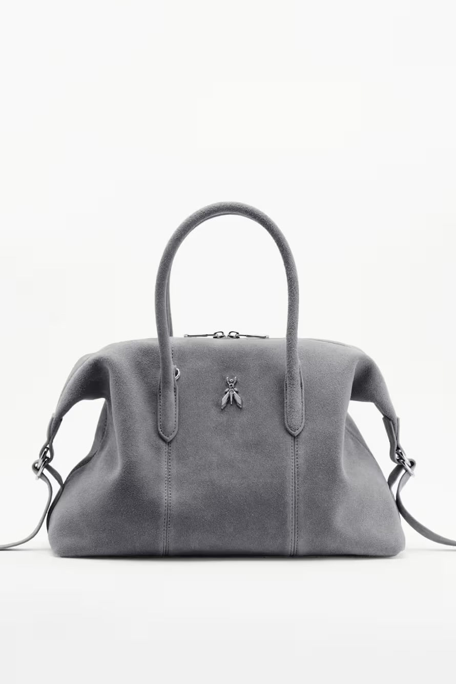 Borsa Bauletto New Business In Suede, Grigio - Patrizia Pepe