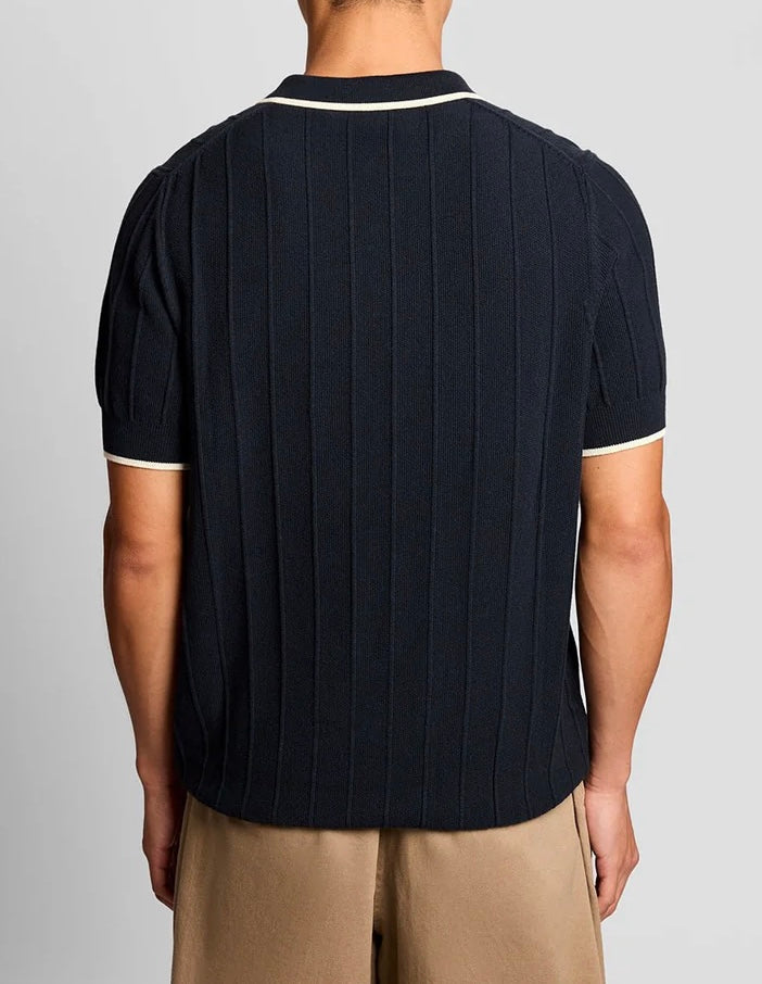 Tipped Pique Knitted Polo Shirt, Dark Navy - Lyle&Scott