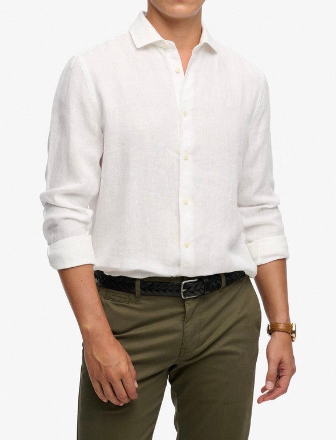 Camicia Lino Manica Lunga, Bianco - Superdry