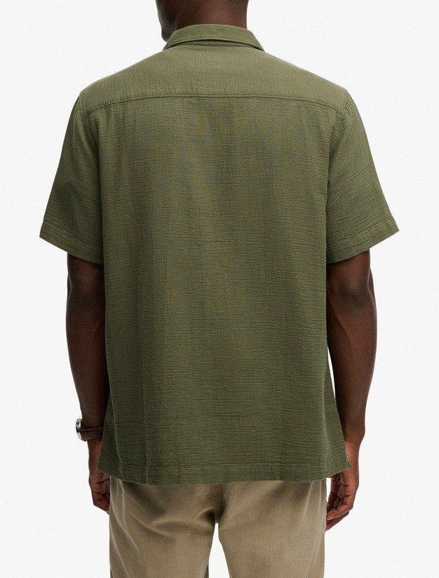 Camicia Cotone Texturizzata Manica Corta, Verde Militare - Superdry