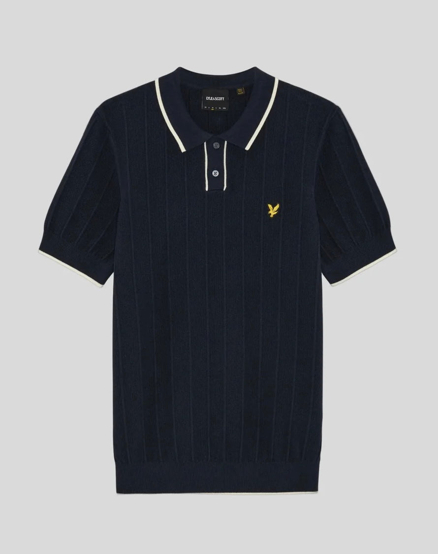Tipped Pique Knitted Polo Shirt, Dark Navy - Lyle&Scott