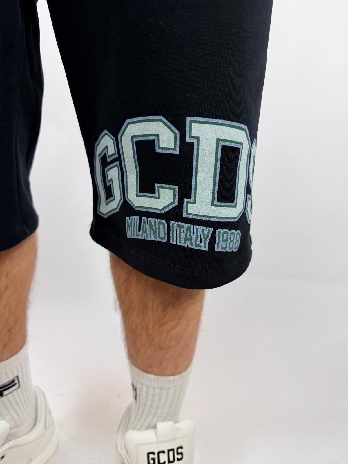 Pantaloncino Logo Essentials, Nero/Verde Acqua - GCDS