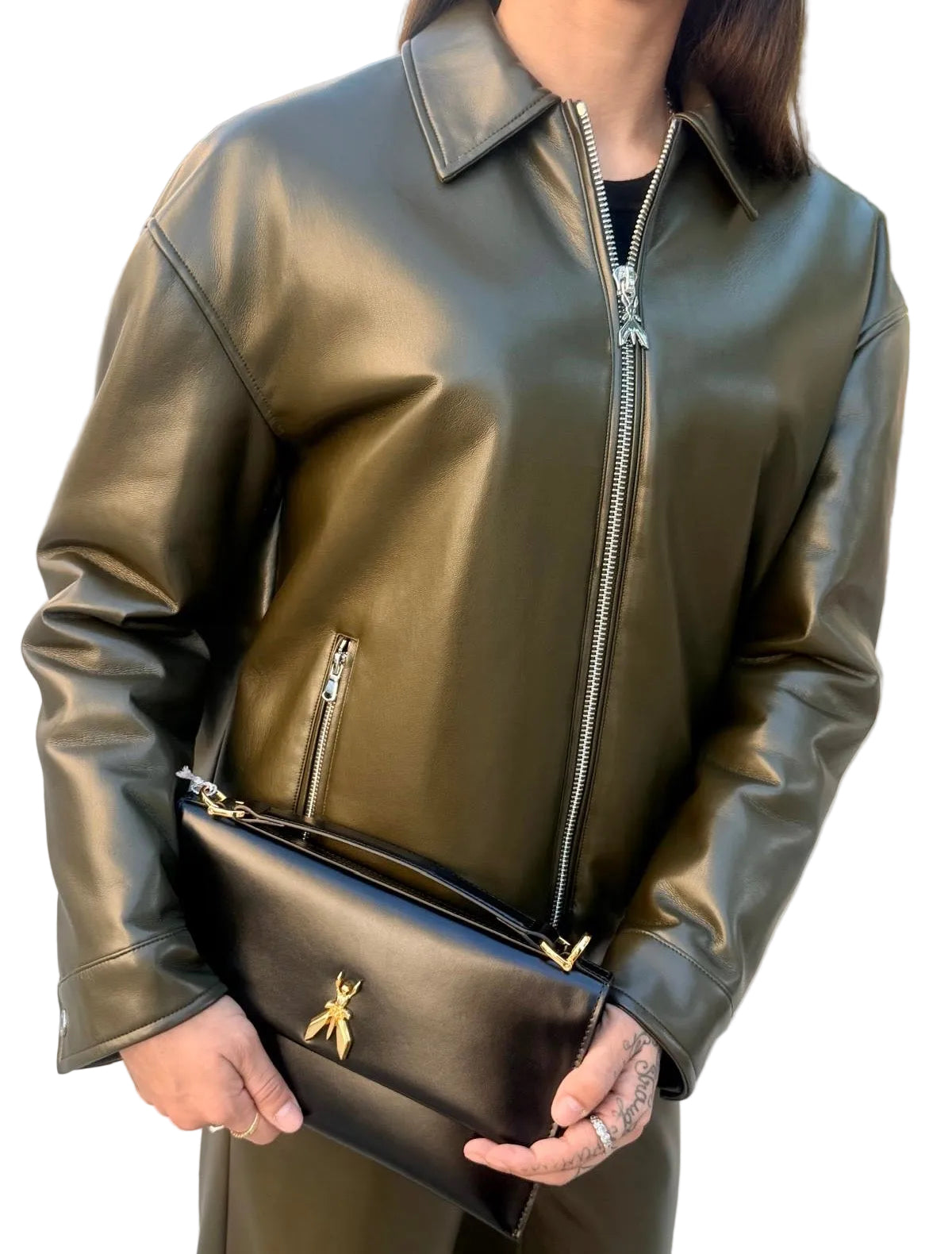 Bomber Ecopelle, Verde Oliva - Patrizia Pepe