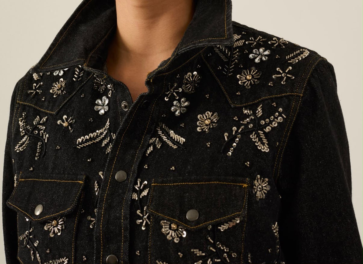 Denim Giacca Appliccazioni, Blu Notte - Souvenir