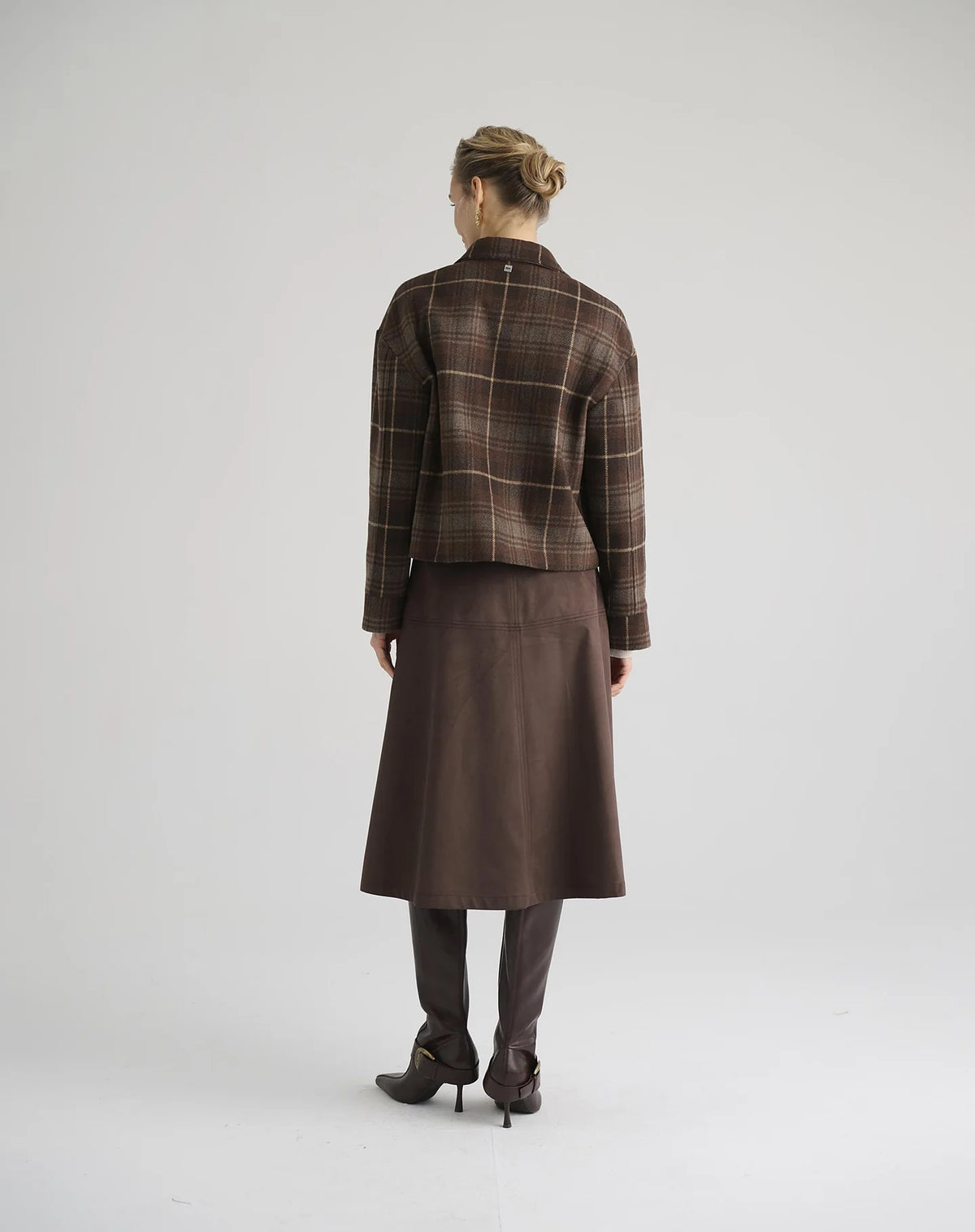 Gonna Midi Effetti Suede, Moro - Manila Grace