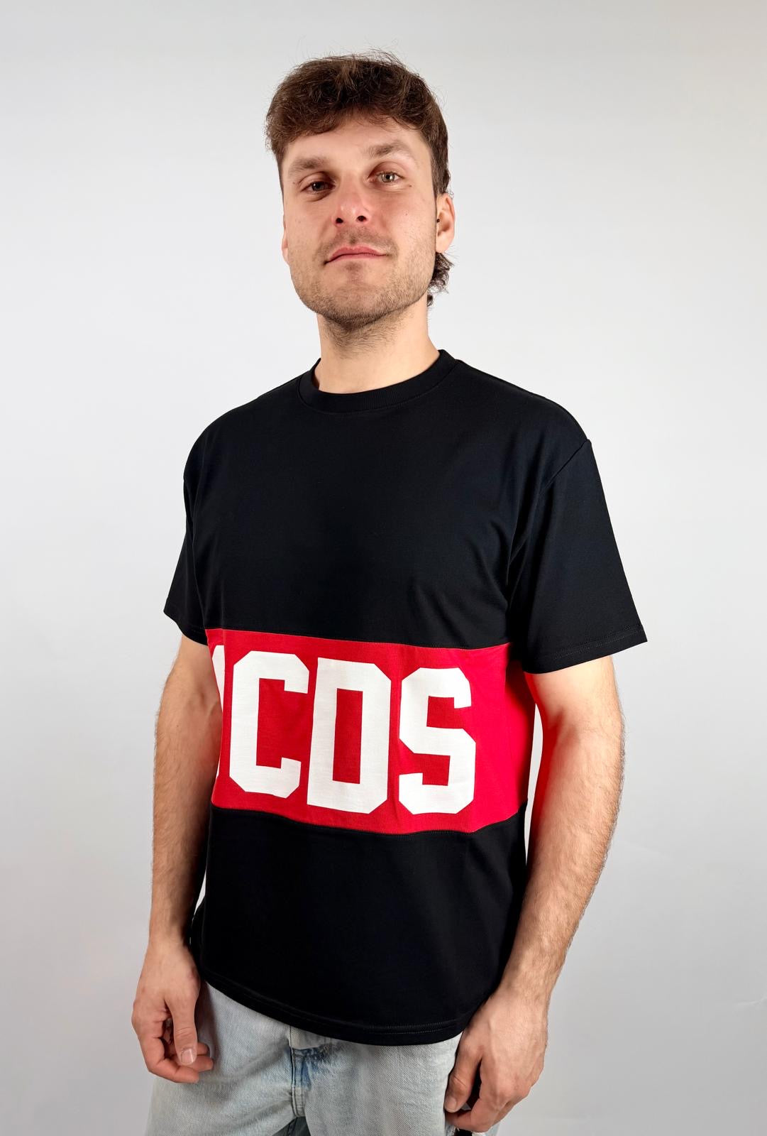 T-shirt Band Logo Oversize, Rosso/Nero - GCDS