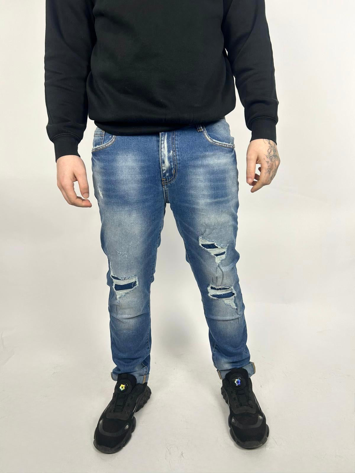Jeans Rotture Coperte Lavaggio Scuro - Landek