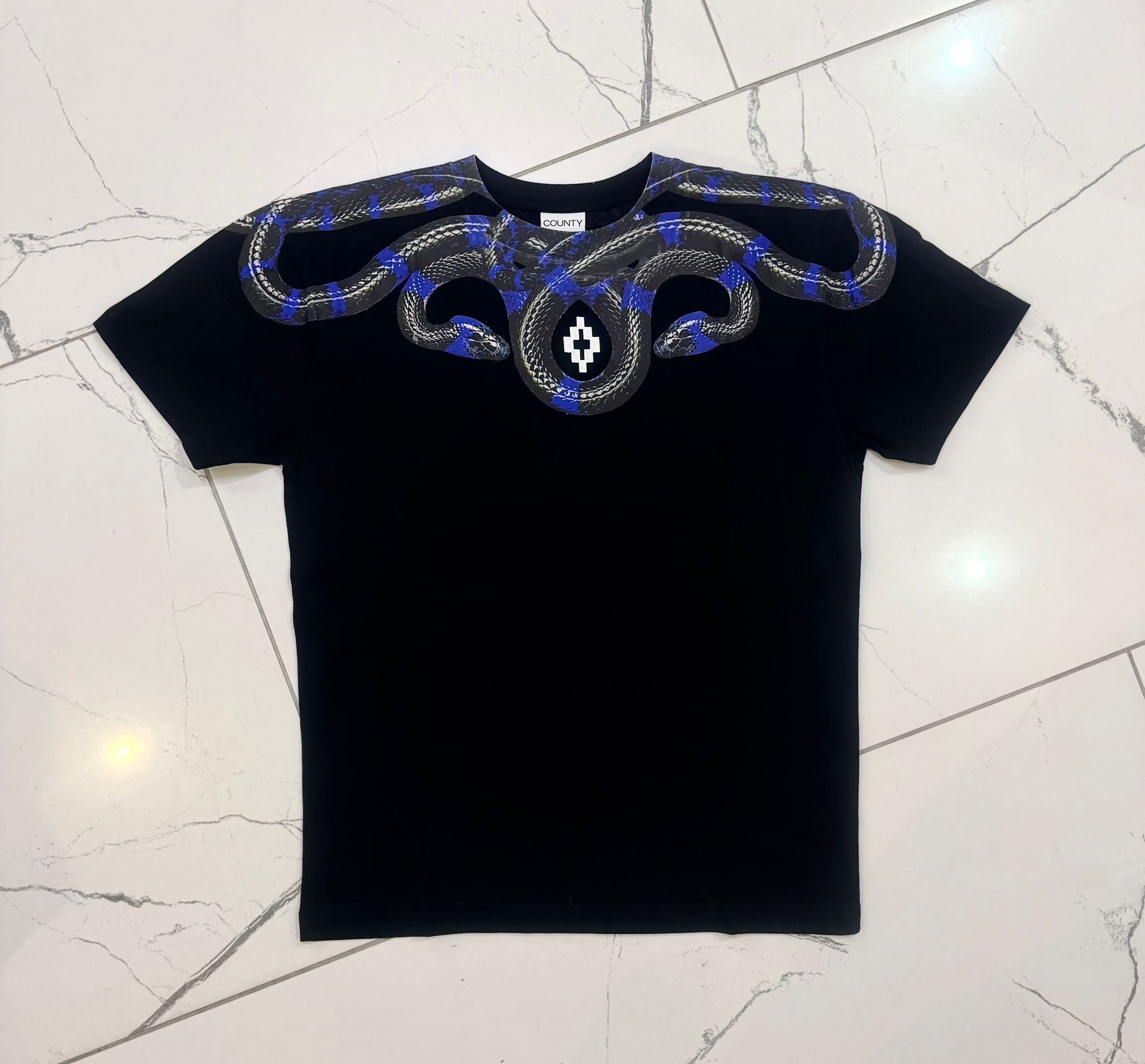 T-shirt Black/Blue Snake, Nero - County Of Milan