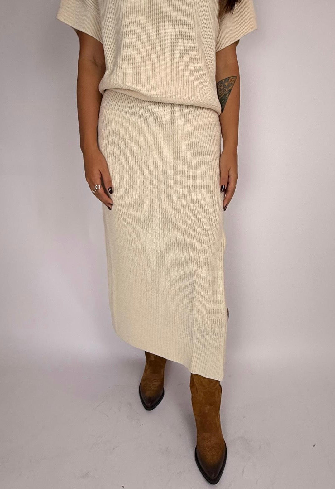 Gonna Spacco Costine, Panna - Patrizia Pepe