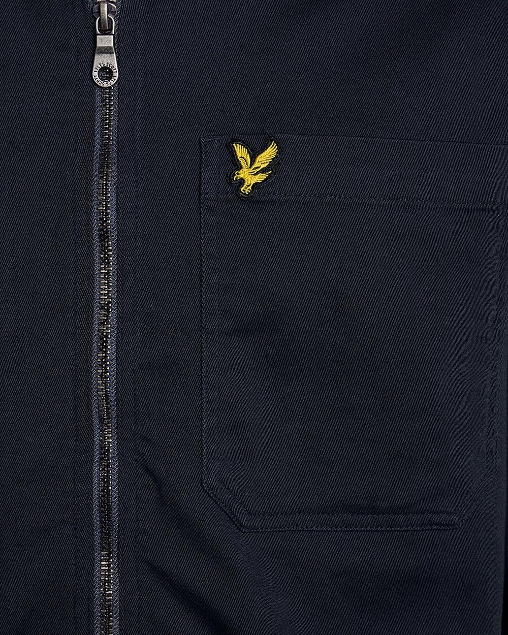 Giacca Zip Lightweight Enzyme Wash Overshirt, Dark Navy - Lyle&Scott