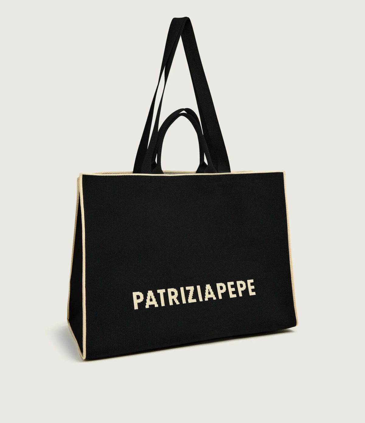 Borsa Shopper In Tessuto, Nero/Panna - Patrizia Pepe