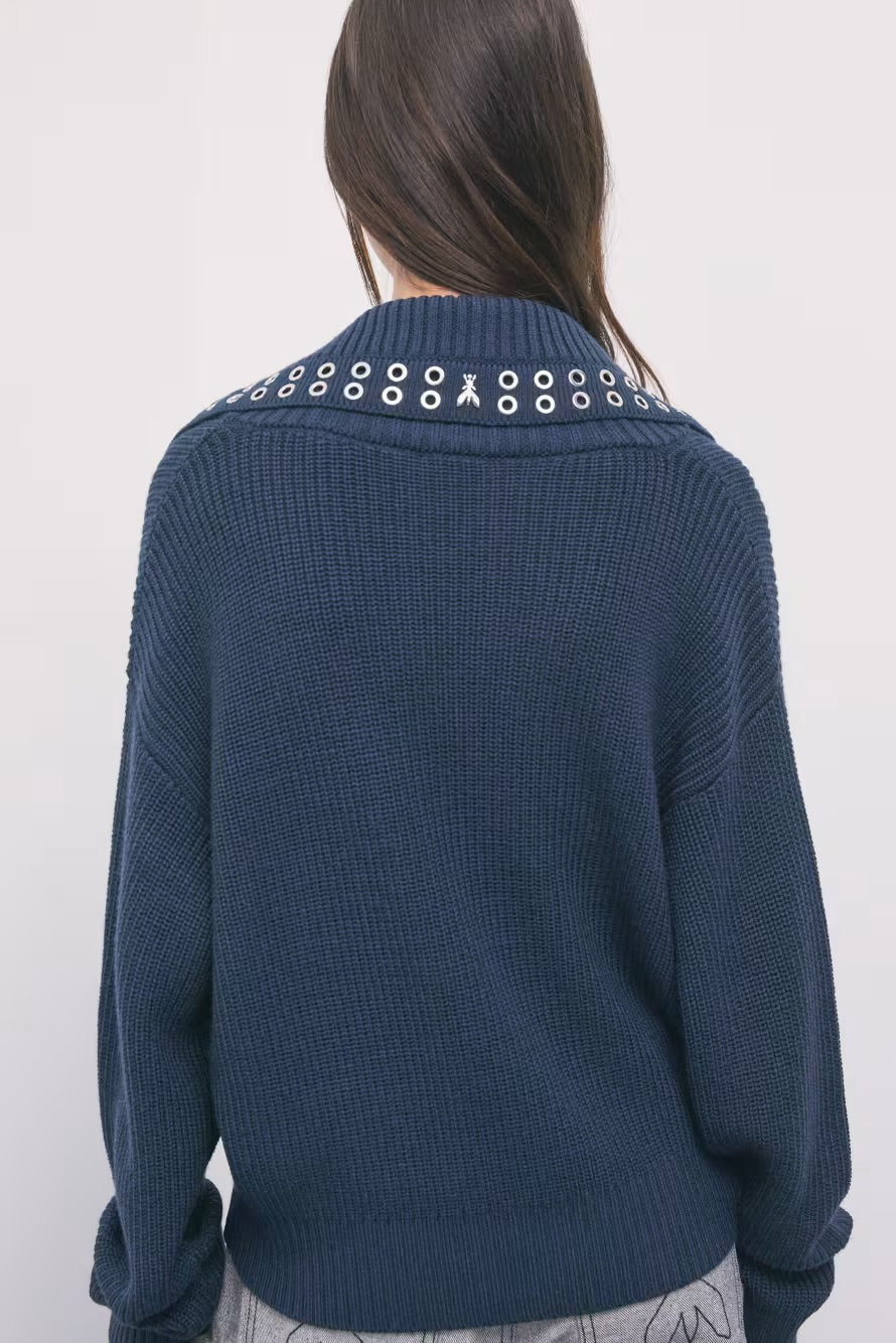 Maglione Misto alana Con Borchie, Nexus Blue - Patrizia Pepe