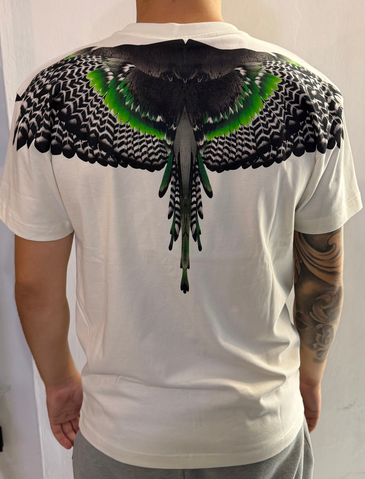T-shirt Logo, Black/Green Wings, Bianco - County Of Milan