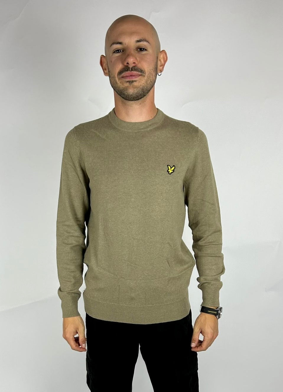 Cotton Merino Crew Neck Jumper, Sage Uniform - Lyle&Scott