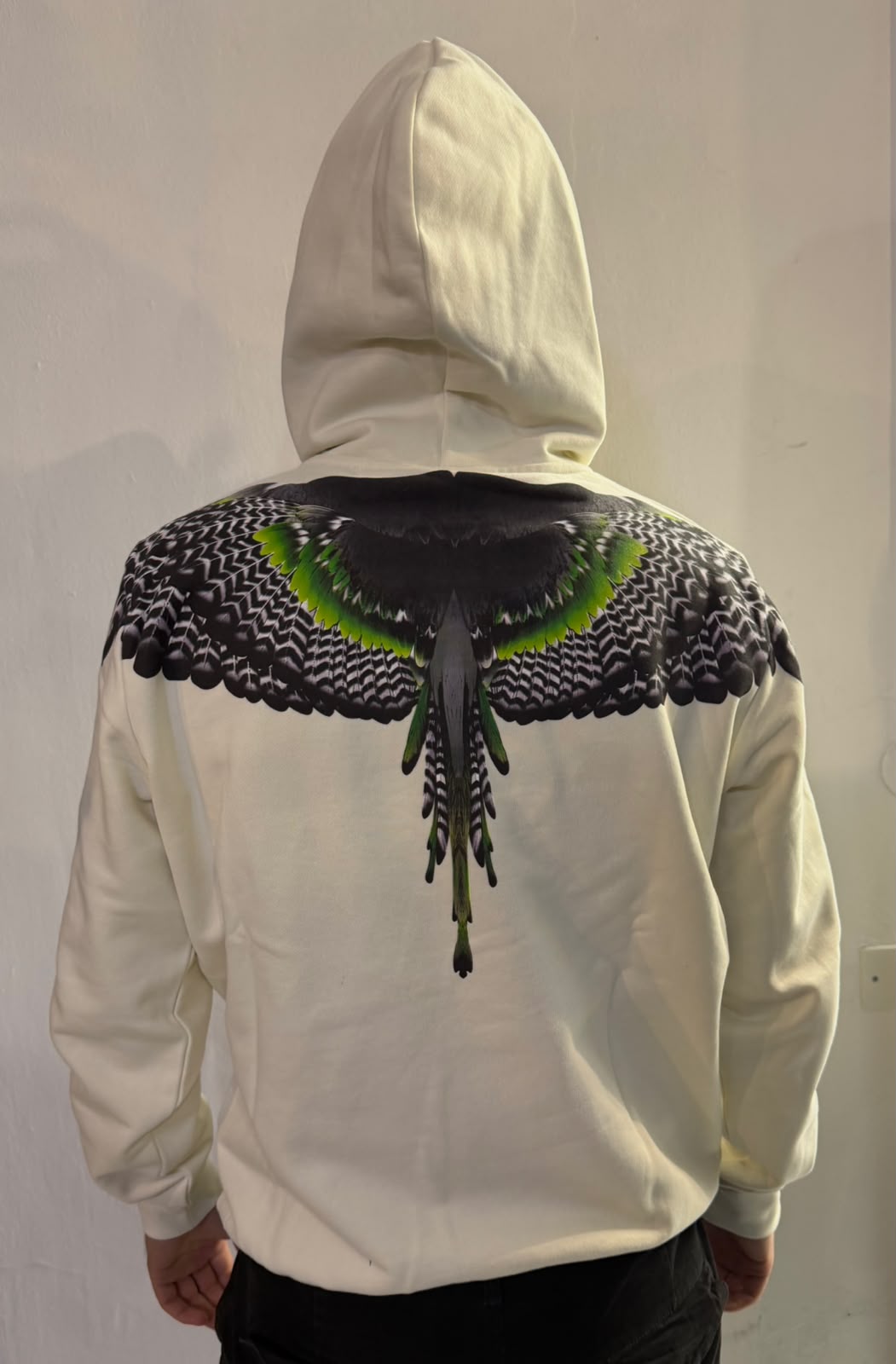 Hoodie Logo & Black/Green Wings, Bianco - County Of Milan