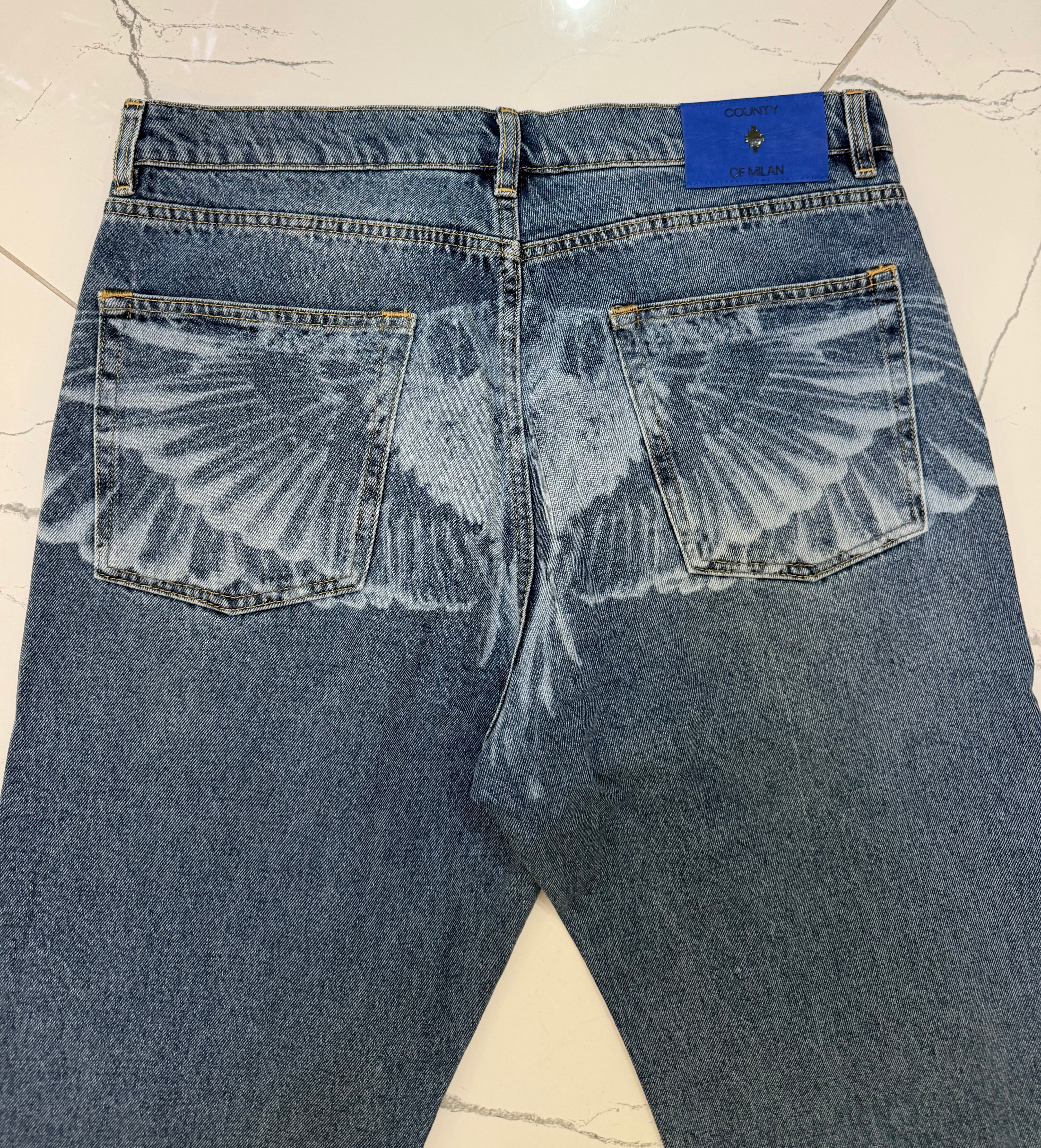Denim Jeans Baggy Wings, Lavato Blu - County Of Milan