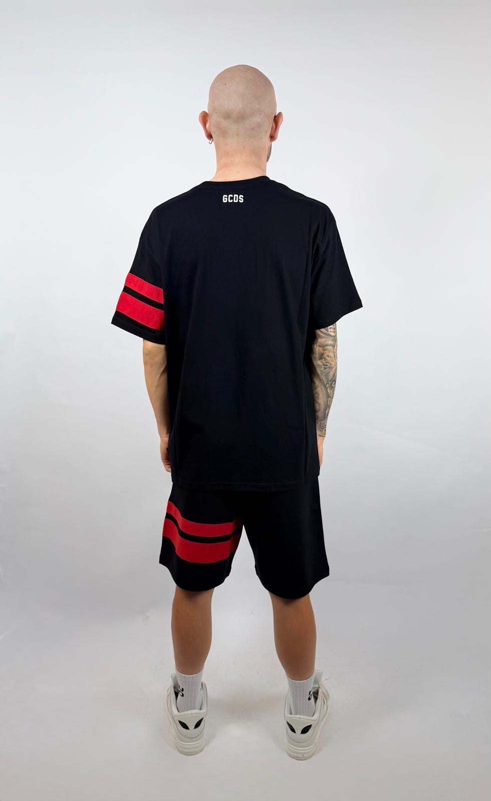 T-shirt Basic Logo Oversize, Nero/Rosso - GCDS