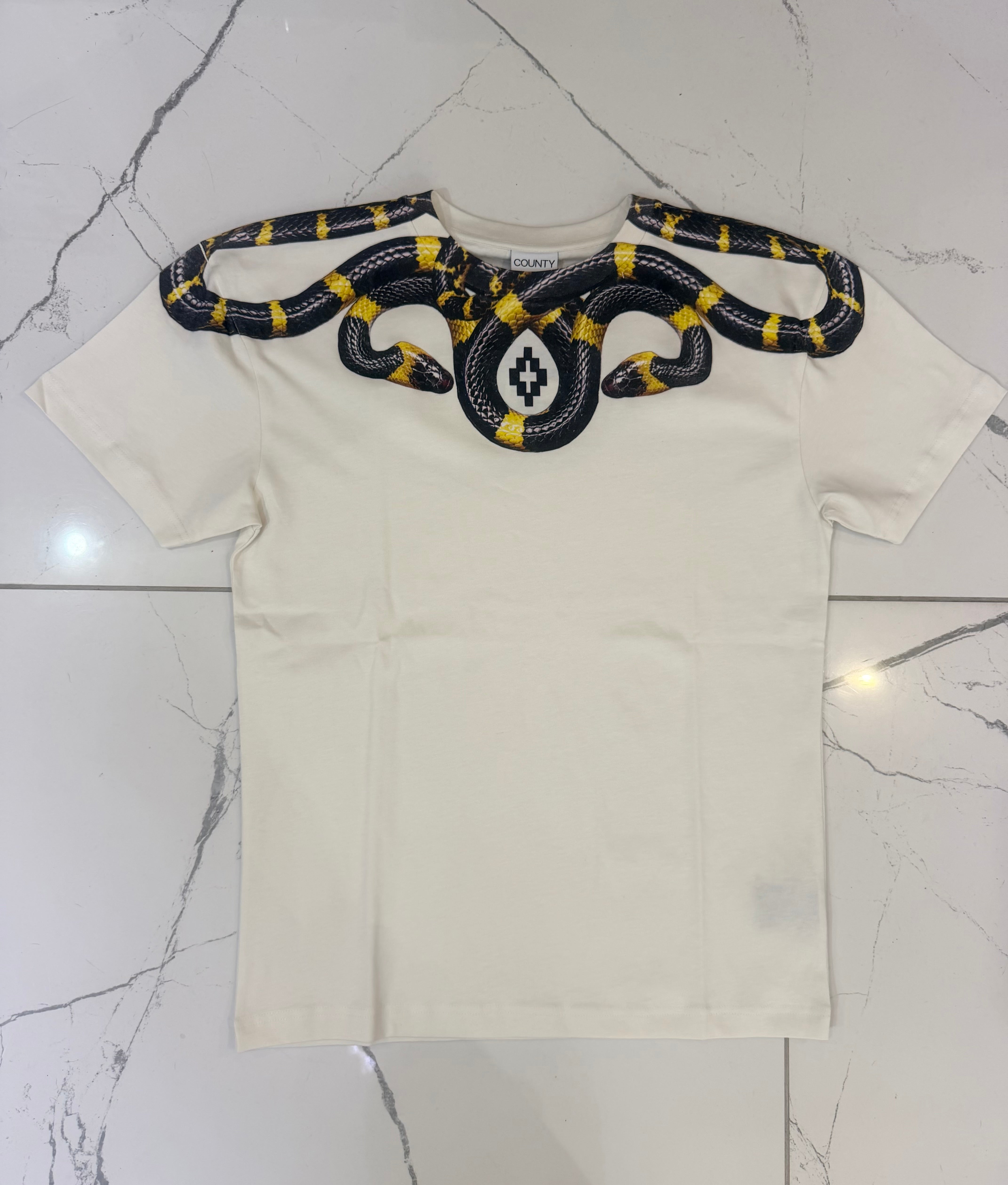 T-shirt Black/Yellow Snake, Bianco - County Of Milan