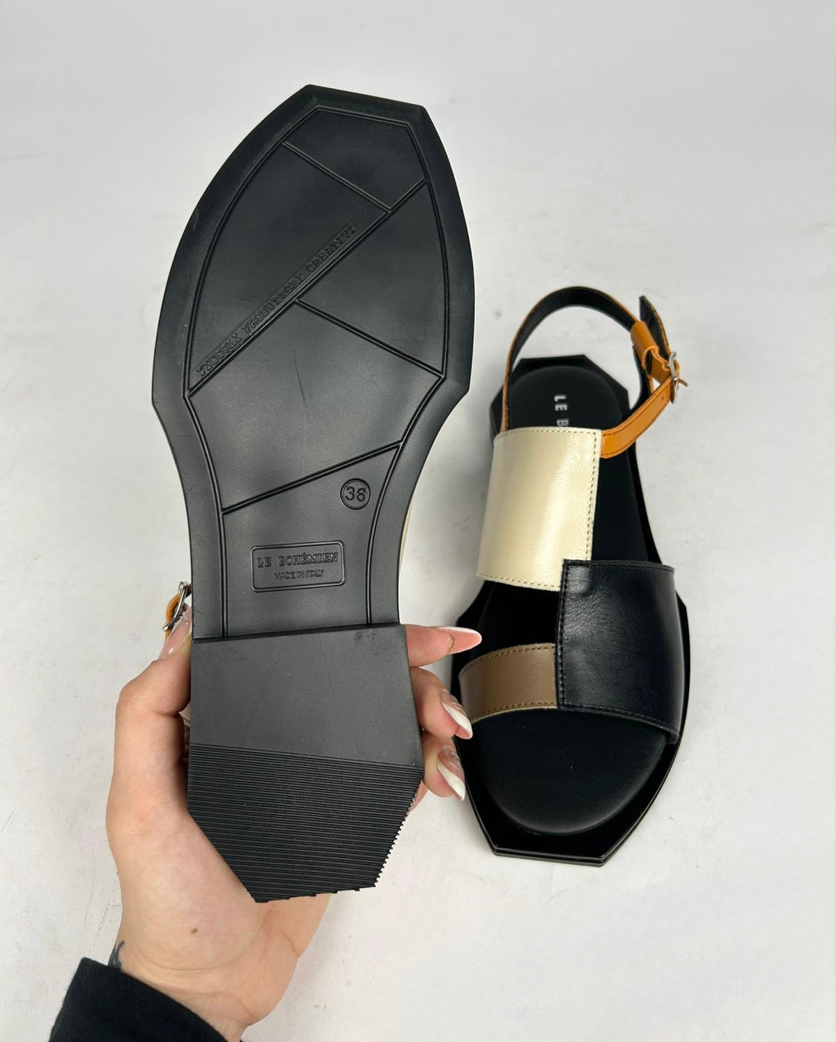 Sandalo Elegant, Burro/Nero/Arancio/Cioccolato - Le Bohemien