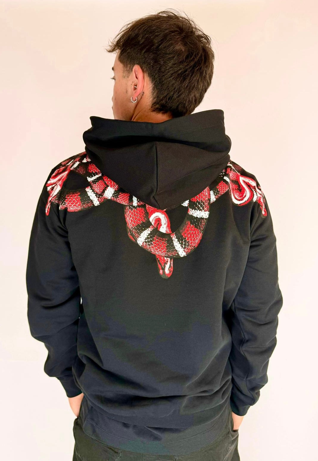 Red Snake Hoodie, Jet Black - County Of Milan