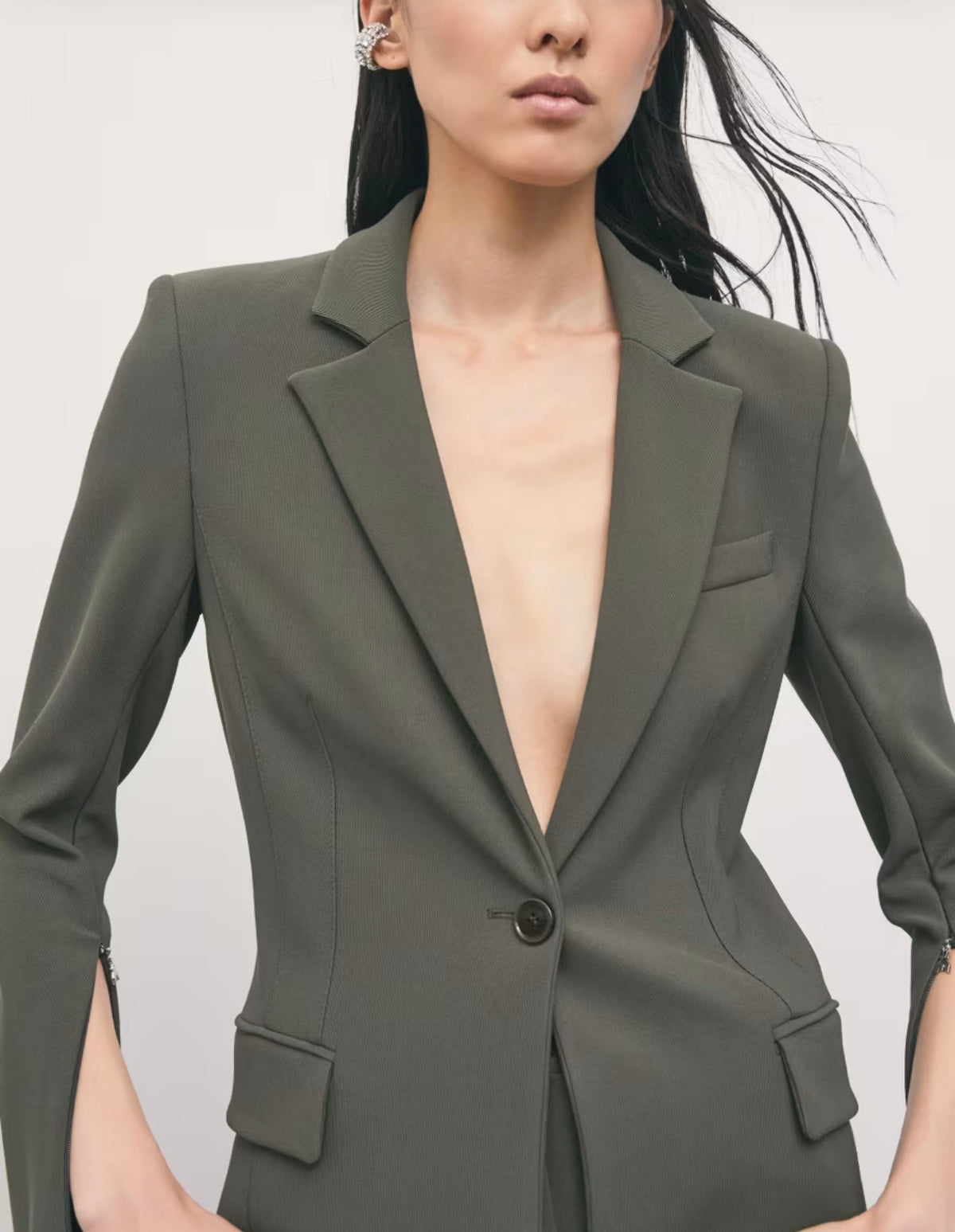 Blazer Slim In Punto Stoffa, Verde - Patrizia Pepe