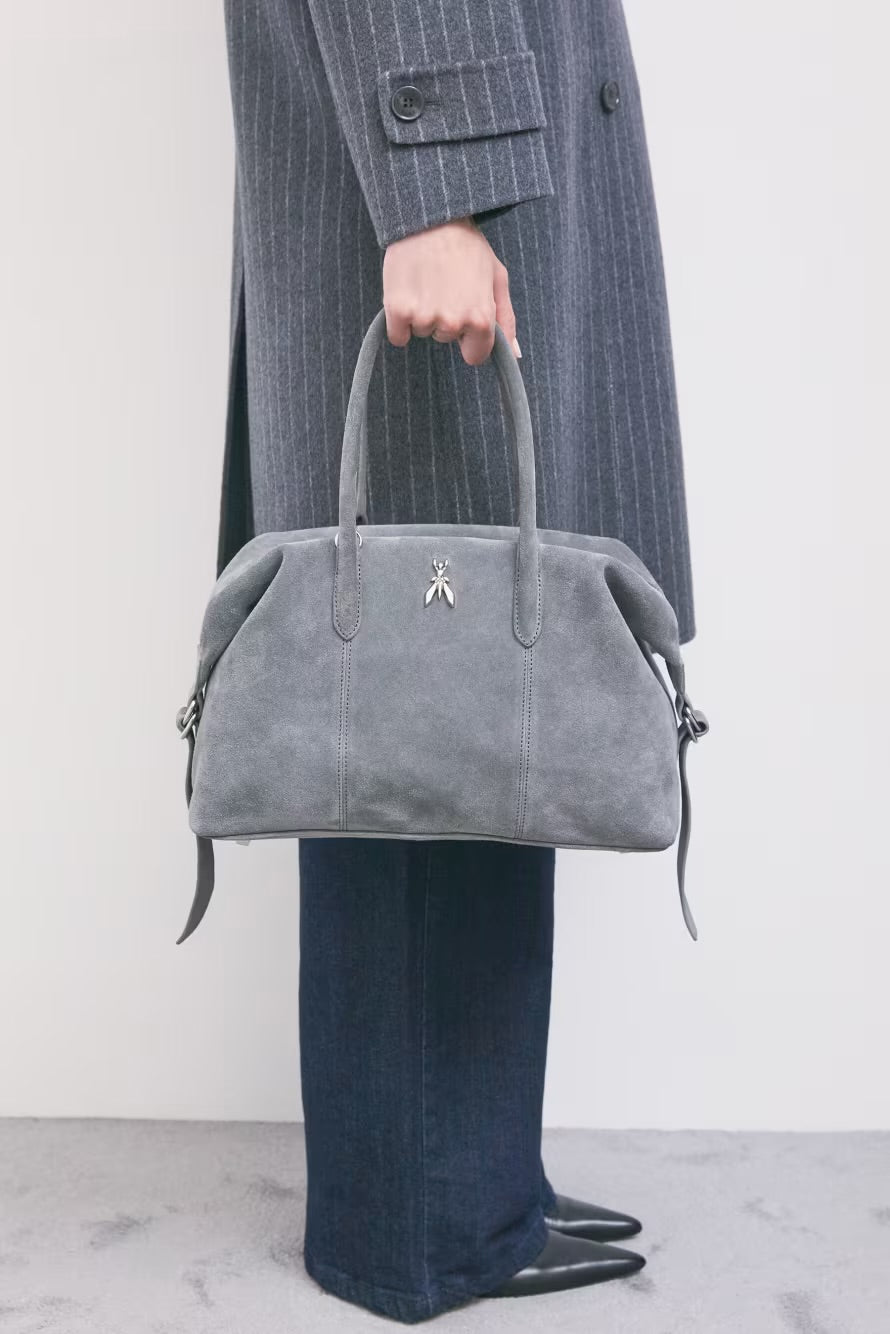 Borsa Bauletto New Business In Suede, Grigio - Patrizia Pepe