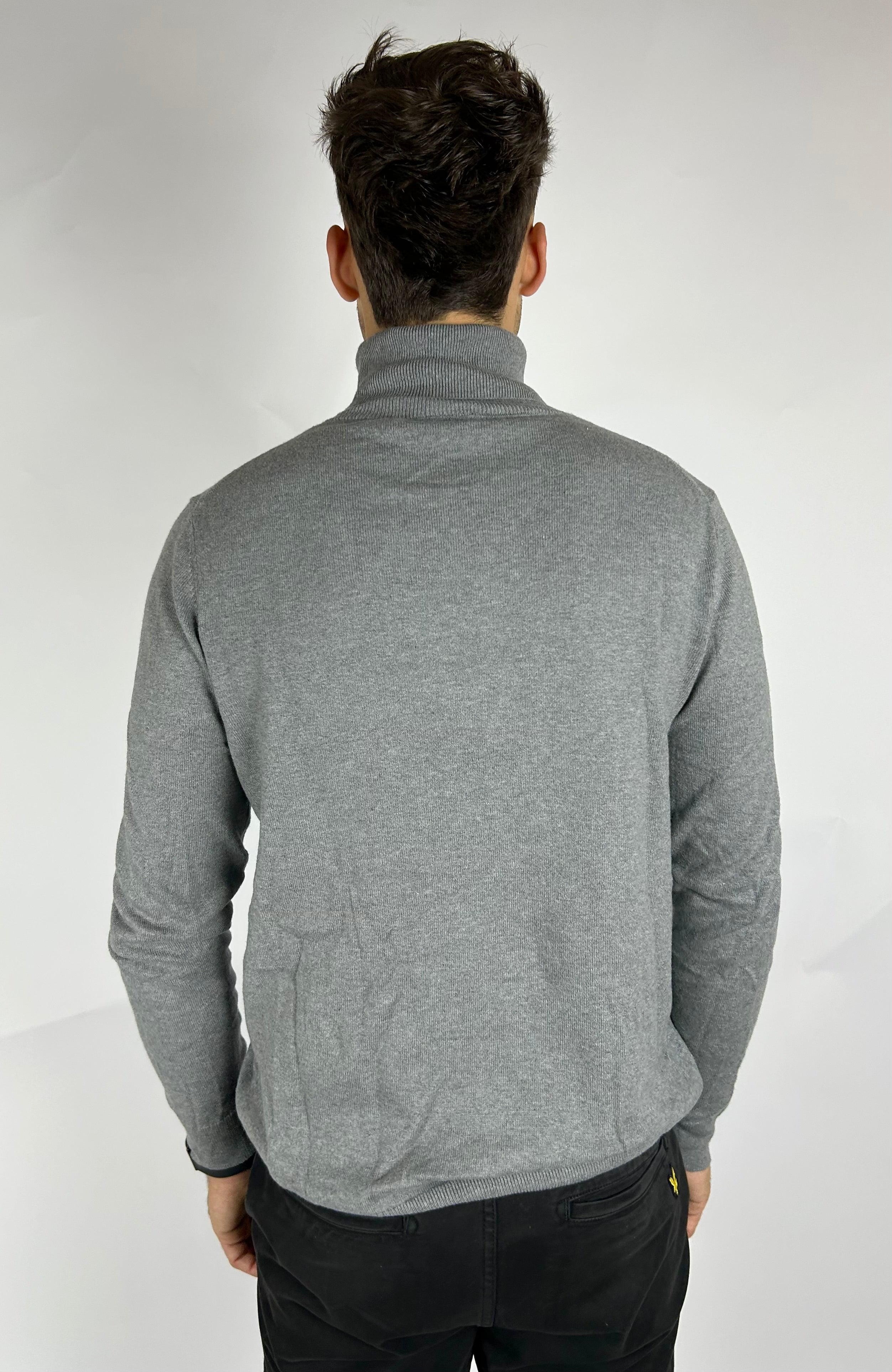 Cotton Merino Turtleneck Jumper, Mid Grey Marl - Lyle&Scott