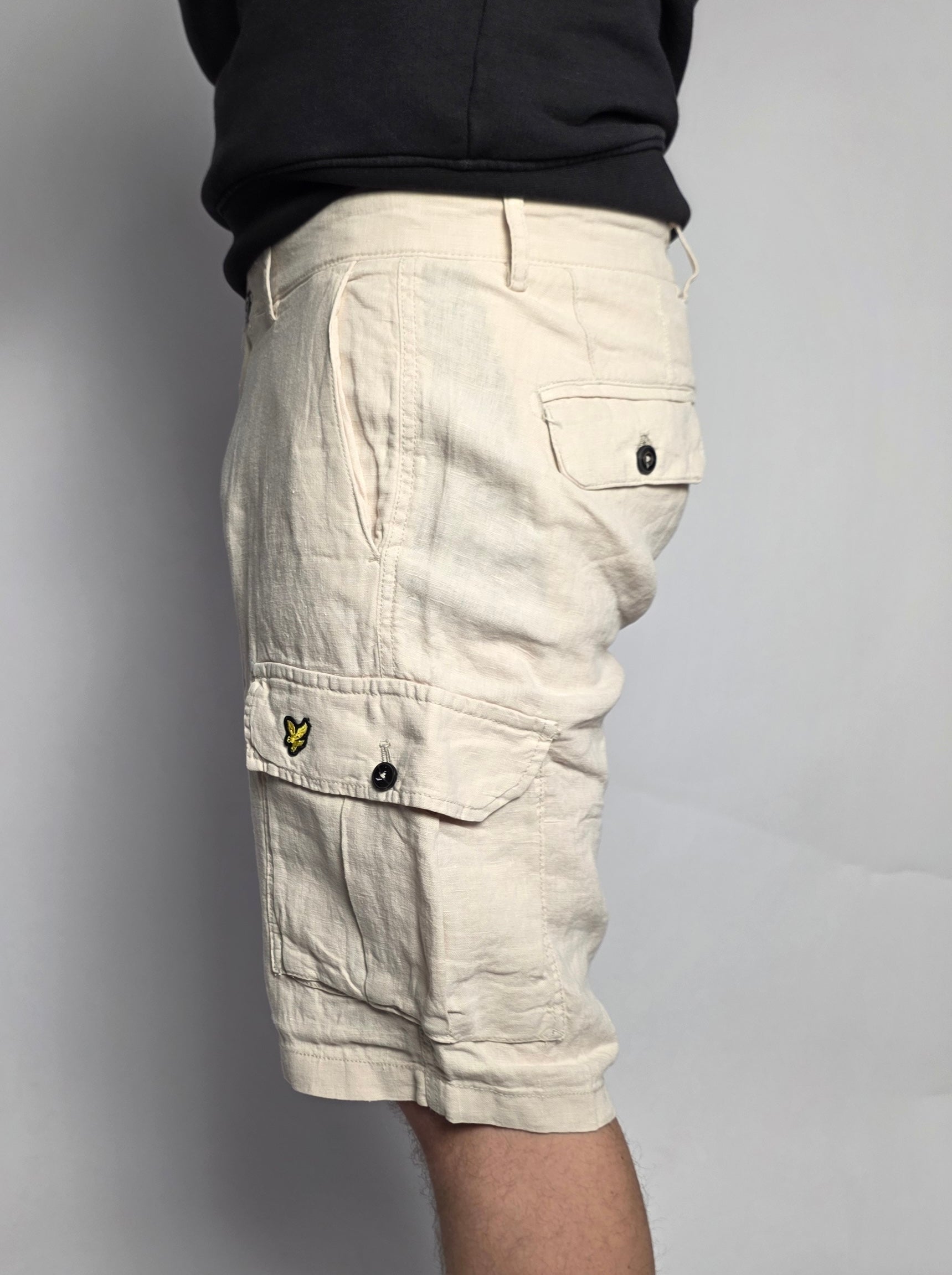 Pantaloncino Cargo Lino, Écru