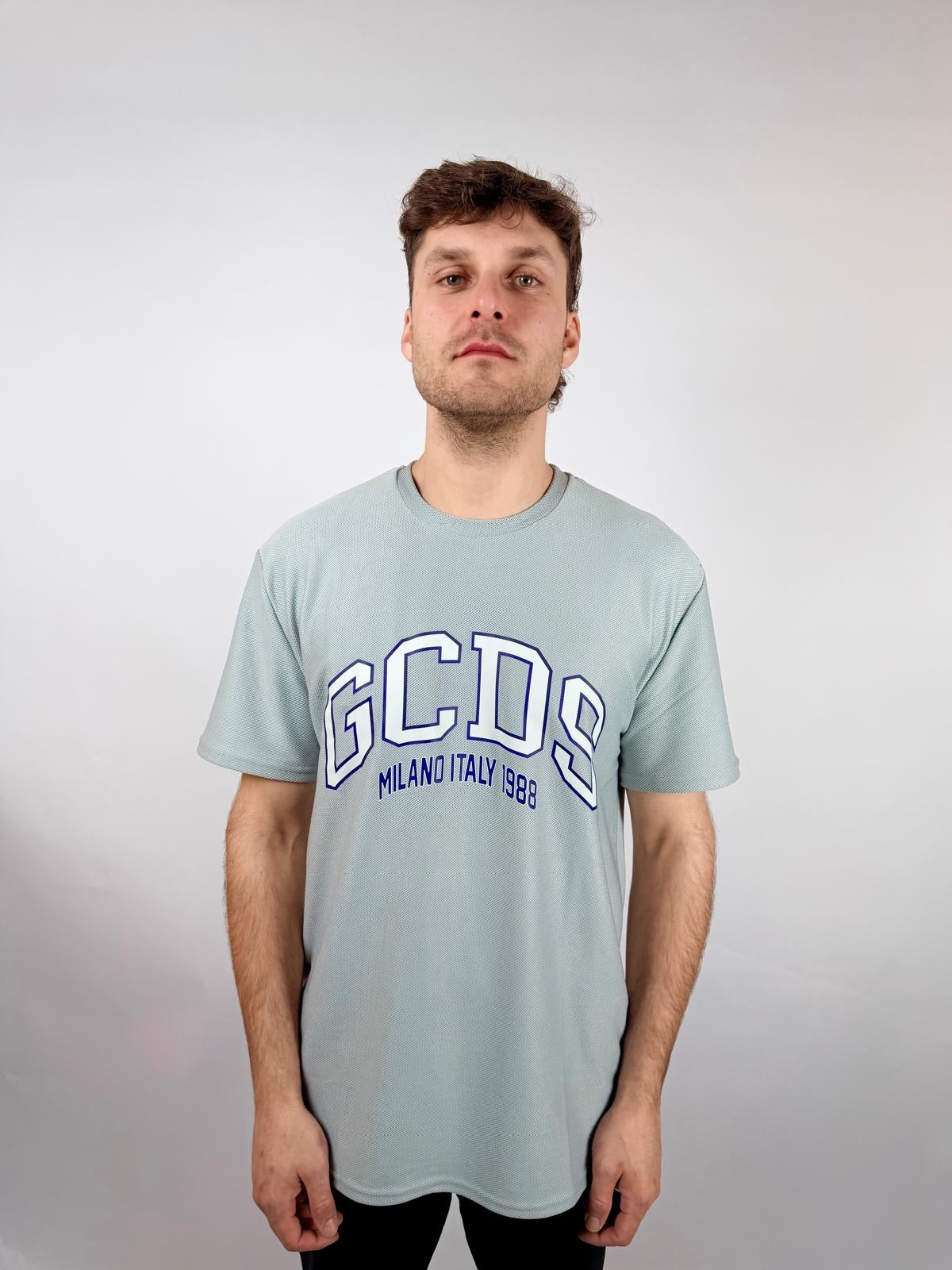 T-shirt Logo Lounge Essentials, Grigio/Verde Acqua - GCDS