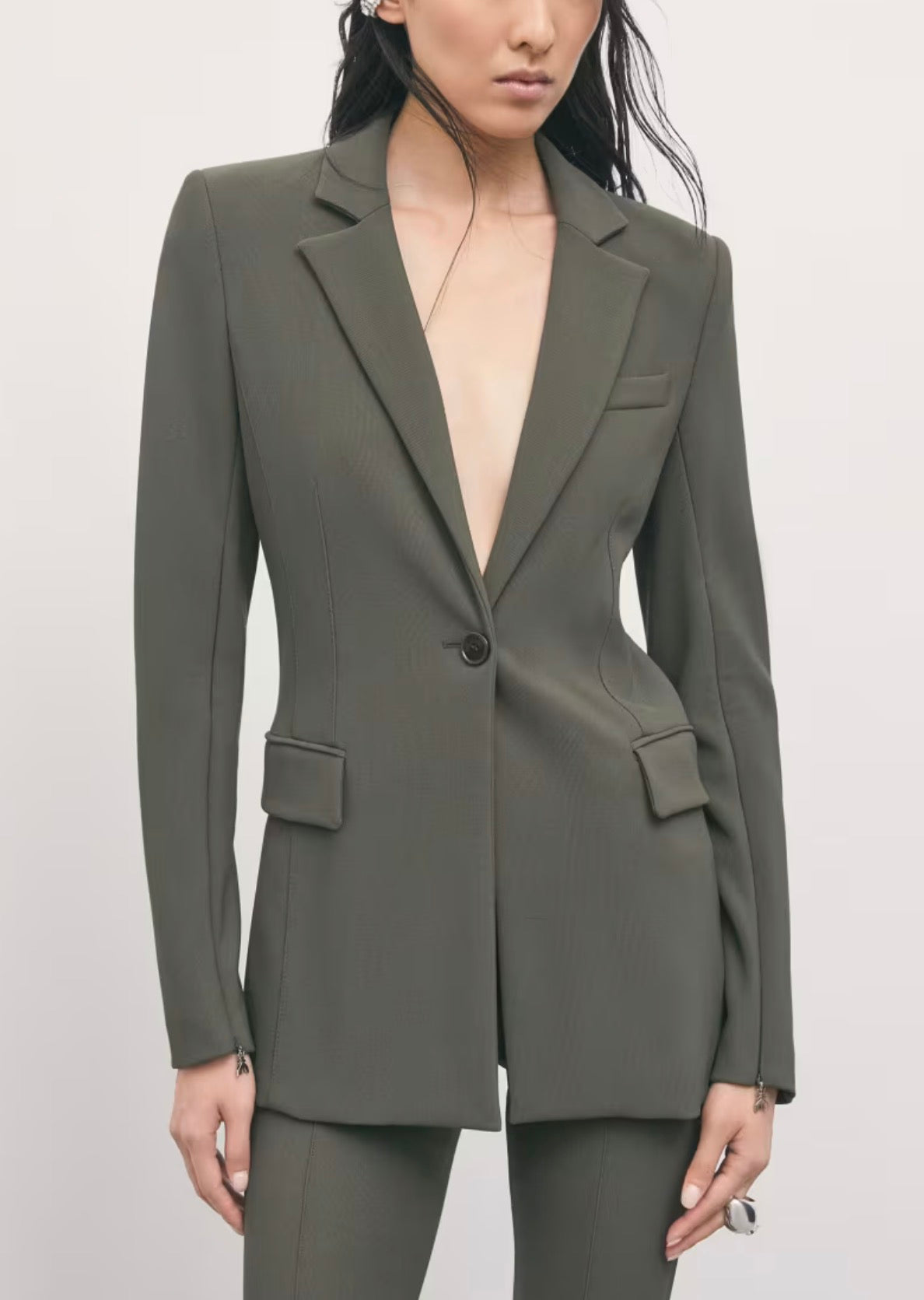 Blazer Slim In Punto Stoffa, Verde - Patrizia Pepe