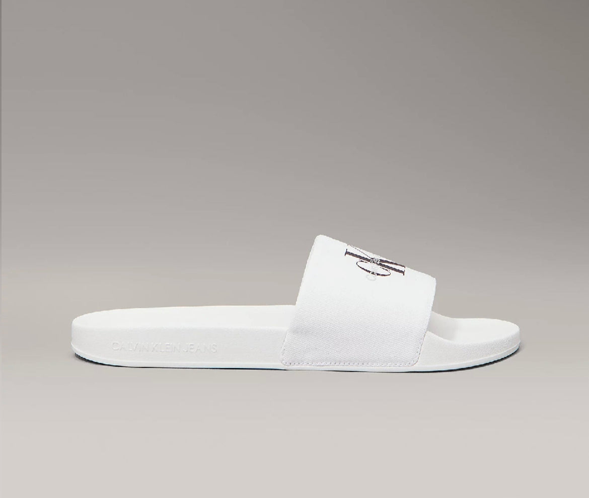 Ciabatta Tela Logo, Bianco/Nero - Calvin Klein