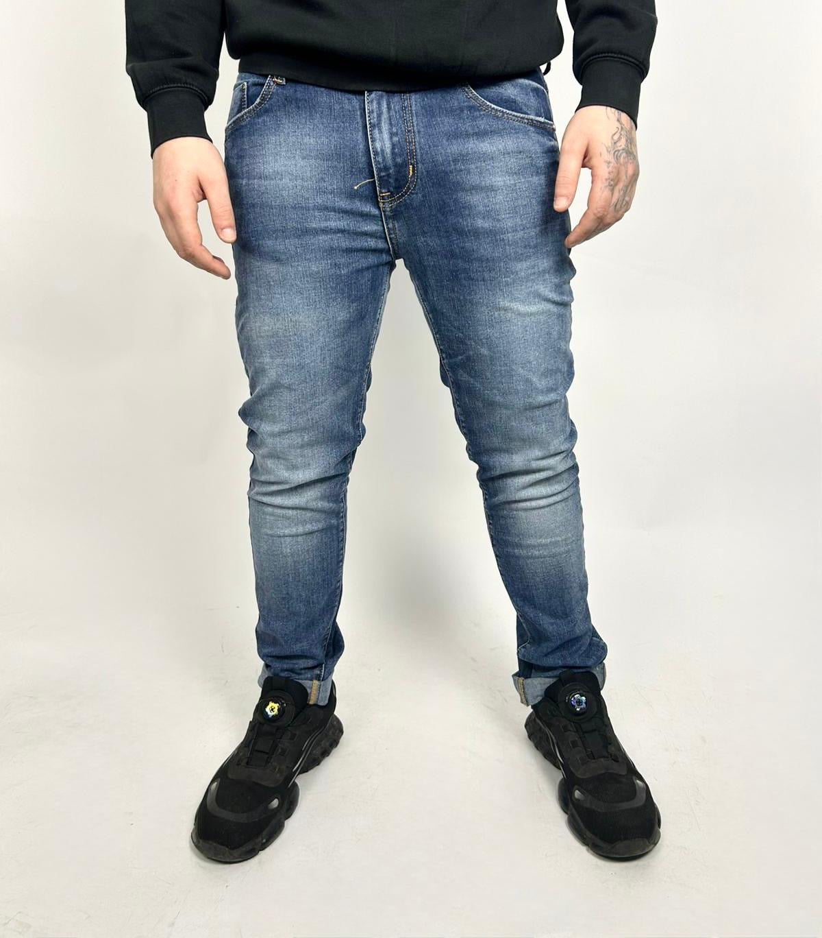 Jeans Liscio Lavaggio Blu Denim - Landek