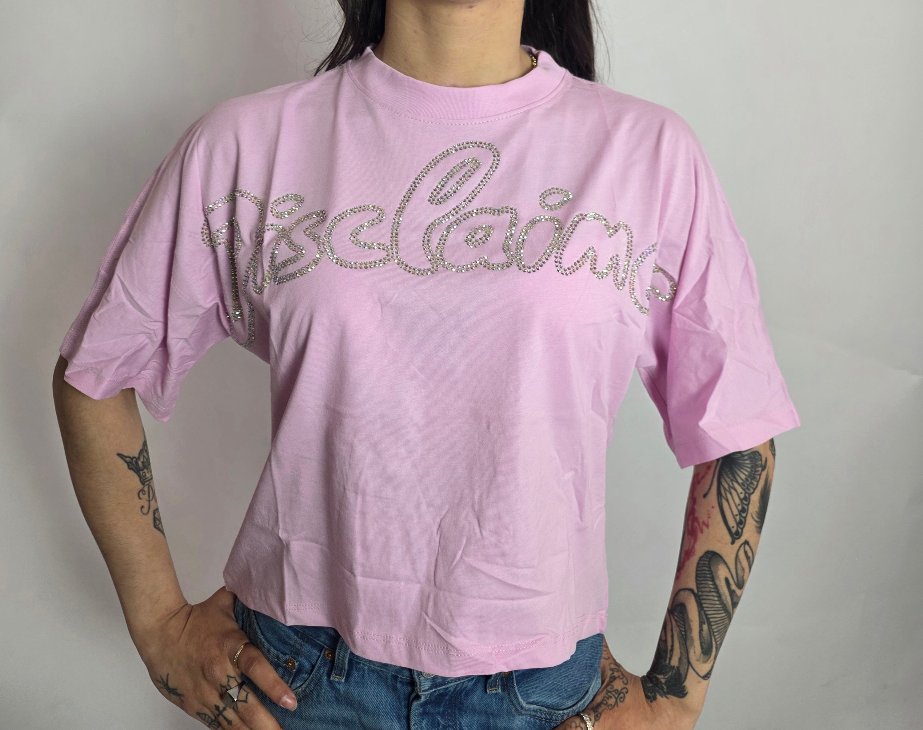 T-shirt Logo Strass, Rosa - Disclaimer
