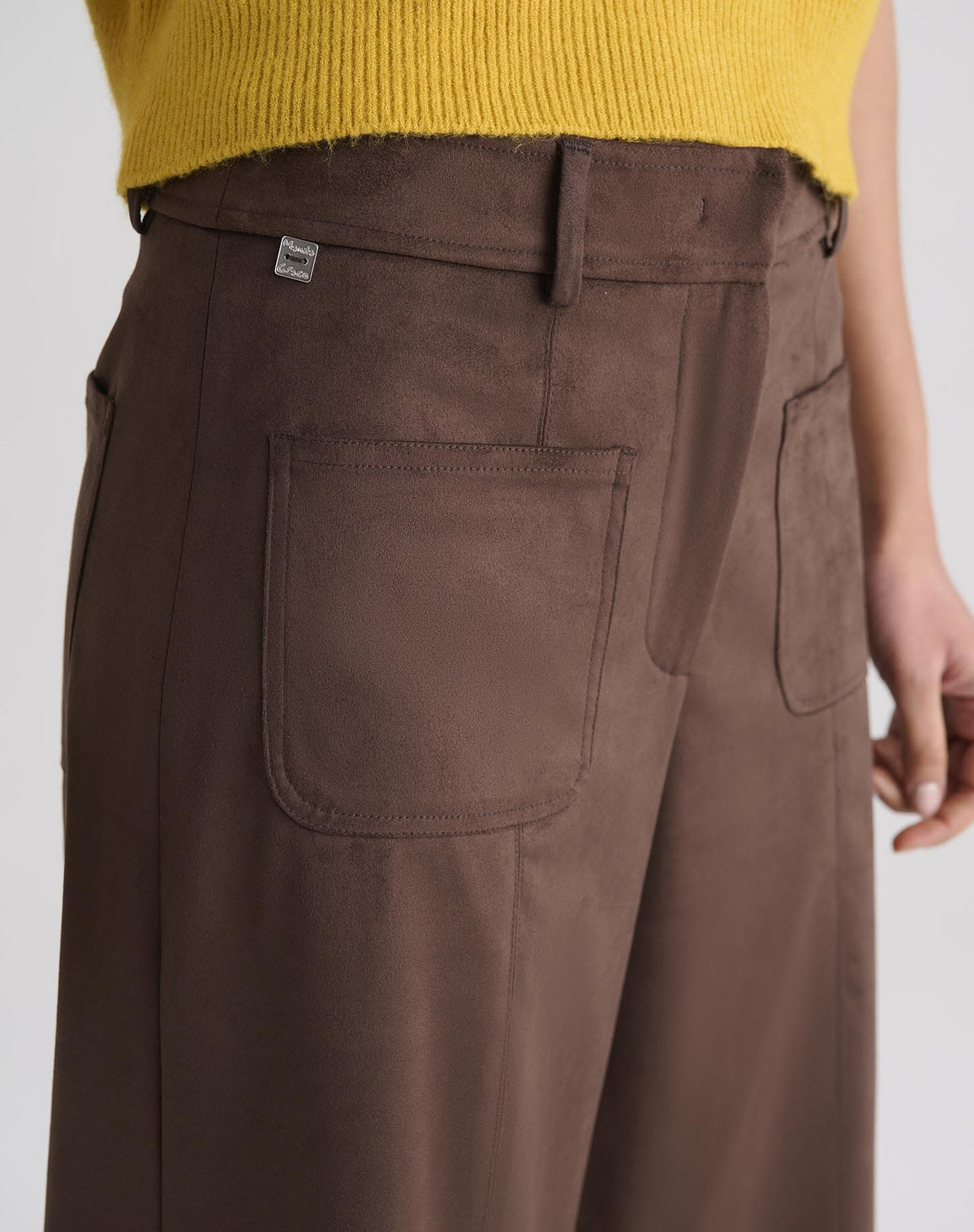 Pantalone Ampio Effetto Suede, Moro - Manila Grace
