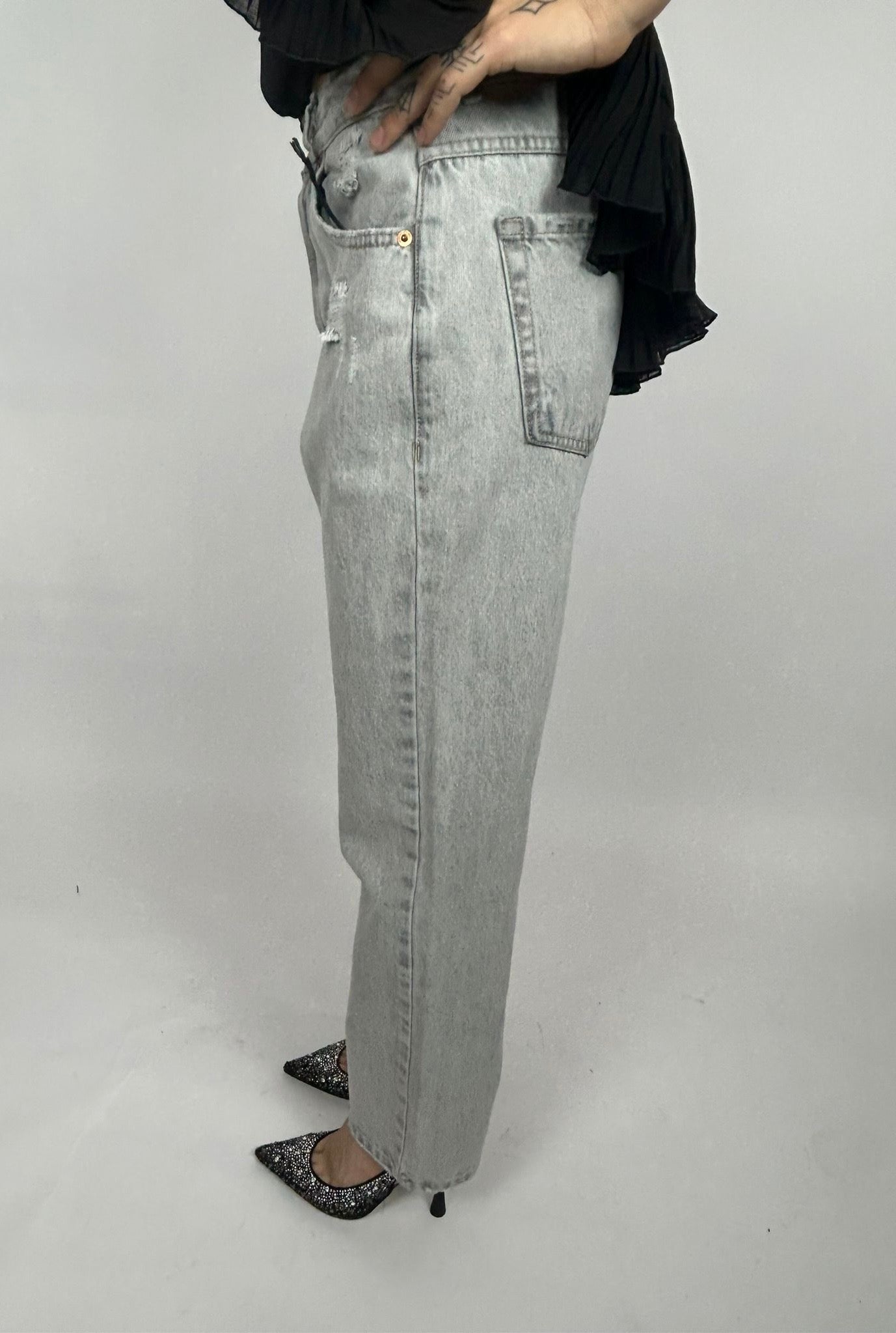 Jeans Grigio Lavaggio Chiaro - Philia Loft