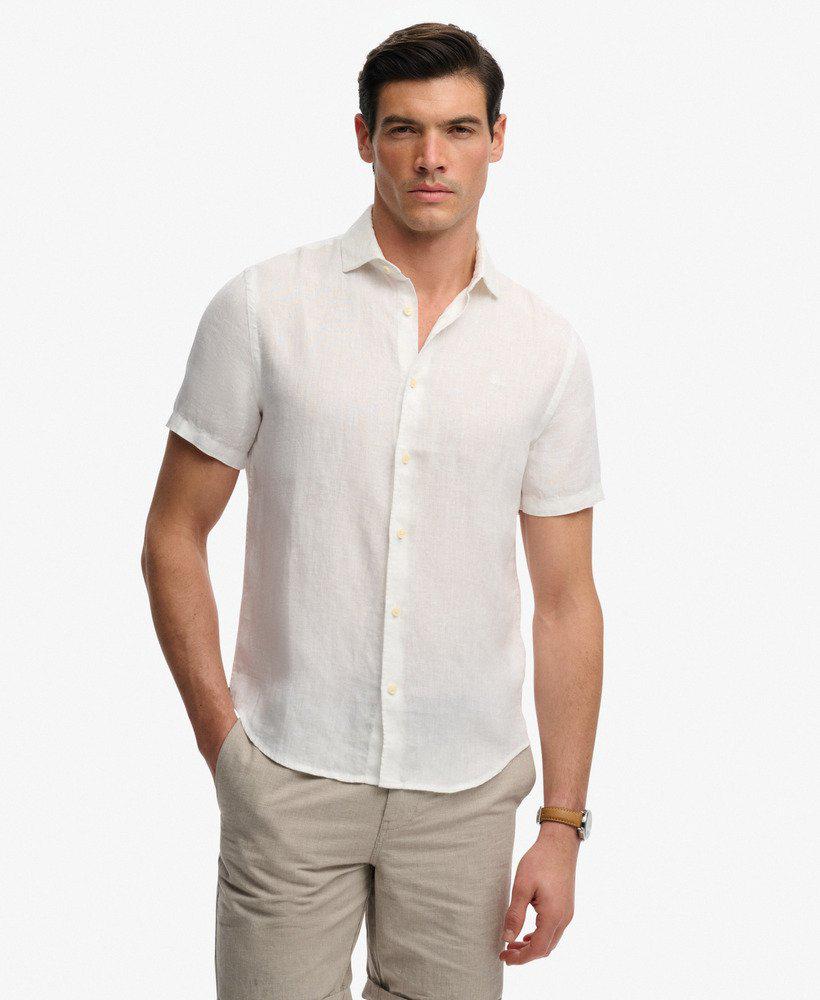 Camicia Lino Manica Corta, Bianco - Superdry