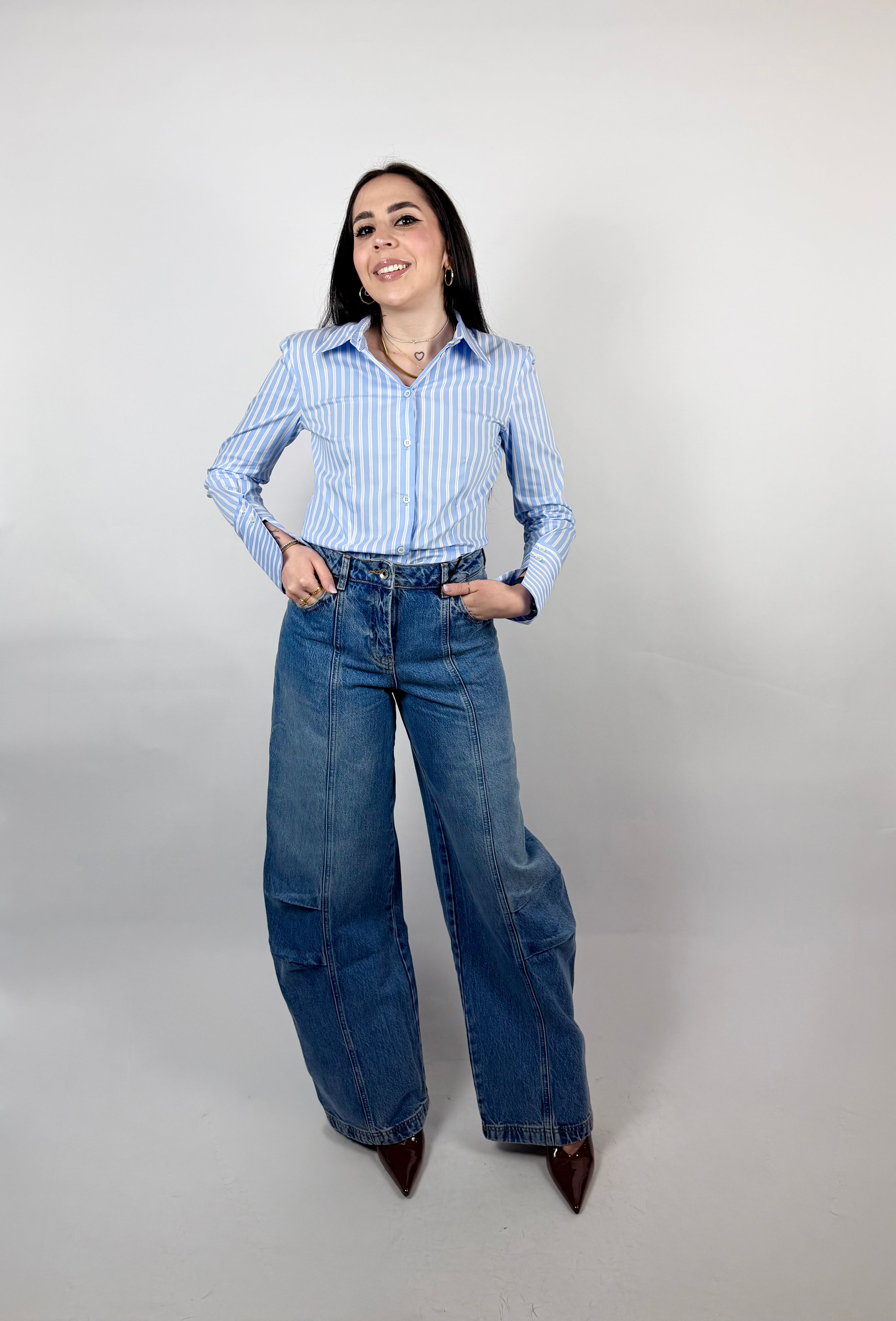 Camicia Righe, Celeste/Bianco - Patrizia Pepe