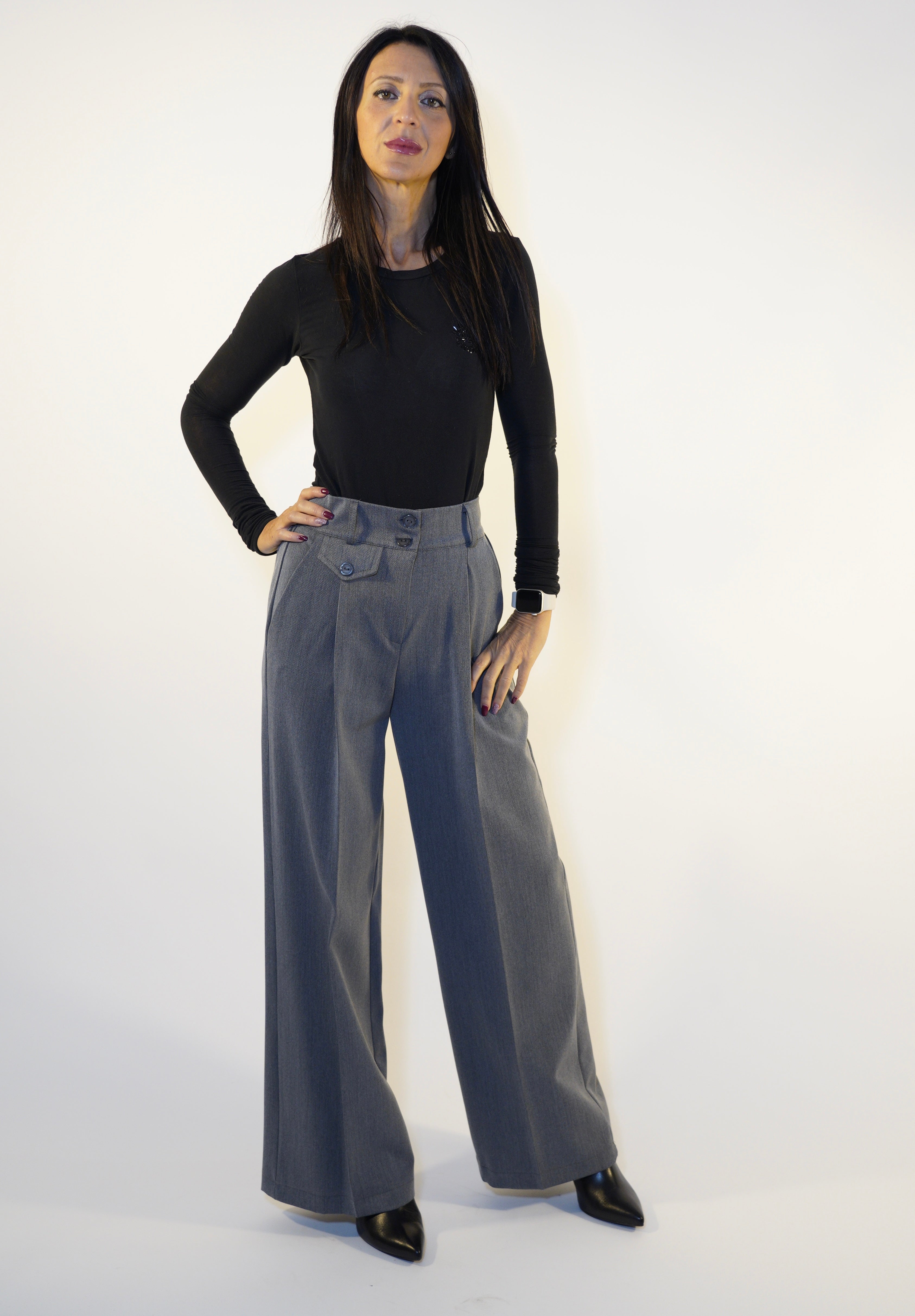 Pantalone Vita Alta, Antracite - Take Two