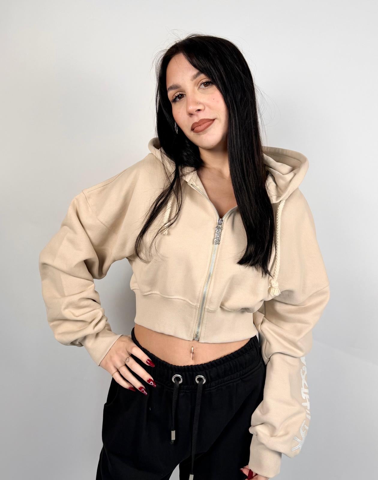 Felpa Crop, Sabbia - Disclaimer