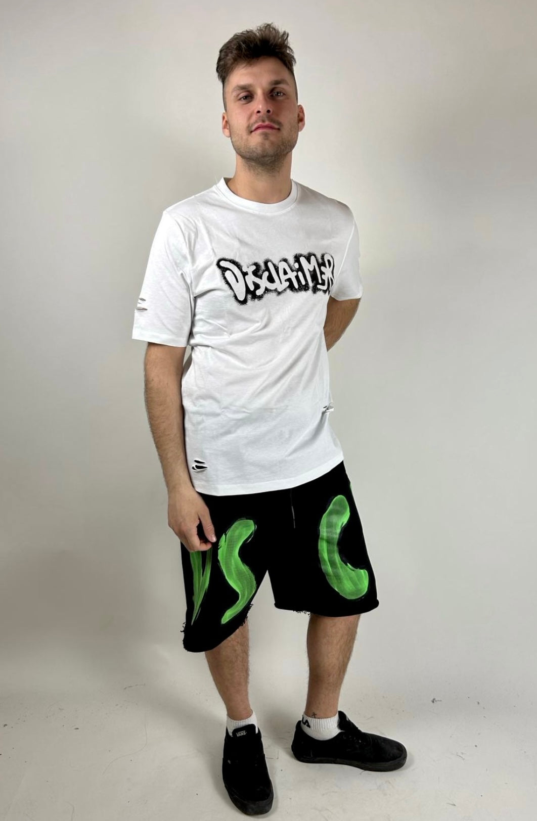 T-shirt Strappi Logo Sfumato, Bianco - Disclaimer