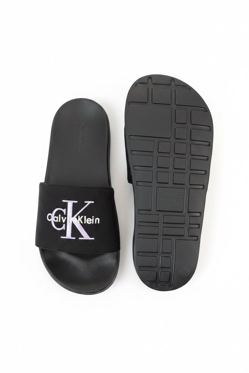 Ciabatta Tela Logo, Nero/Lilla - Calvin Klein