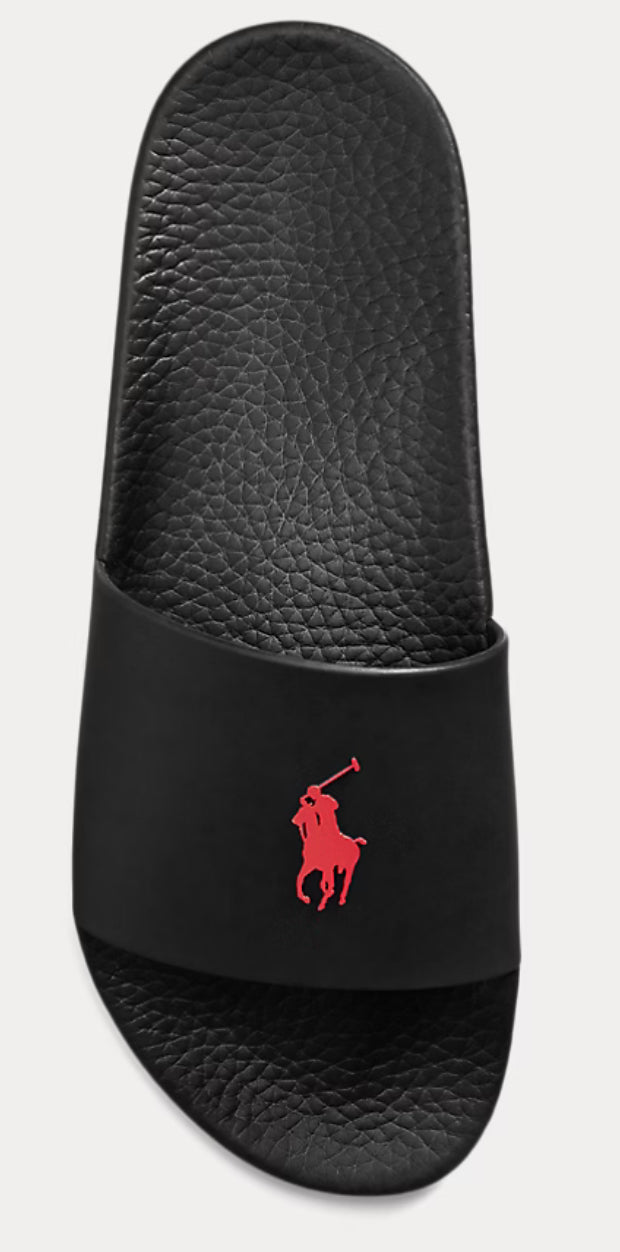 Ciabatta Logo Pony, Black/Red - Polo Ralph Lauren