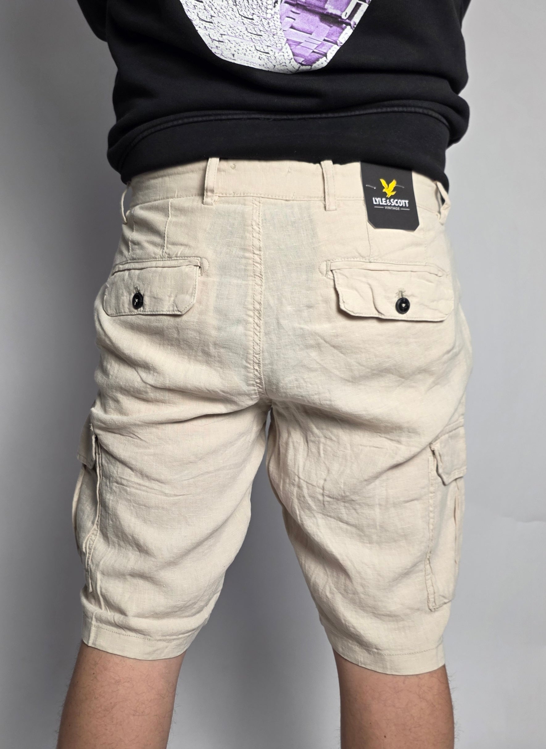 Pantaloncino Cargo Lino, Écru