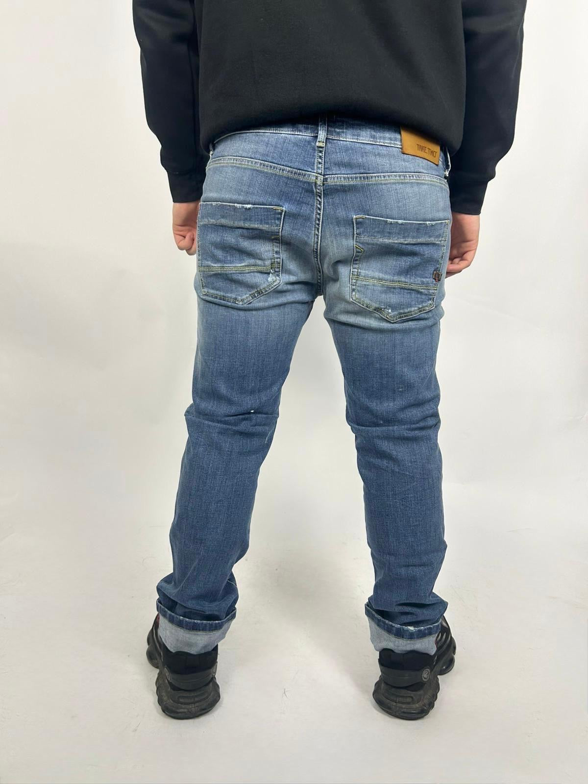 Jeans Lavaggio Blu Denim Rotture Chiuse - Take Two