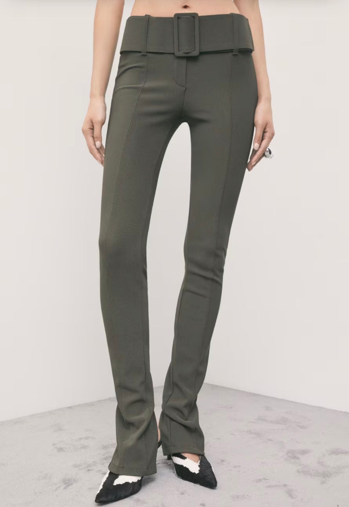 Pantaloni Slim Con Cintura, Verde - Patrizia Pepe