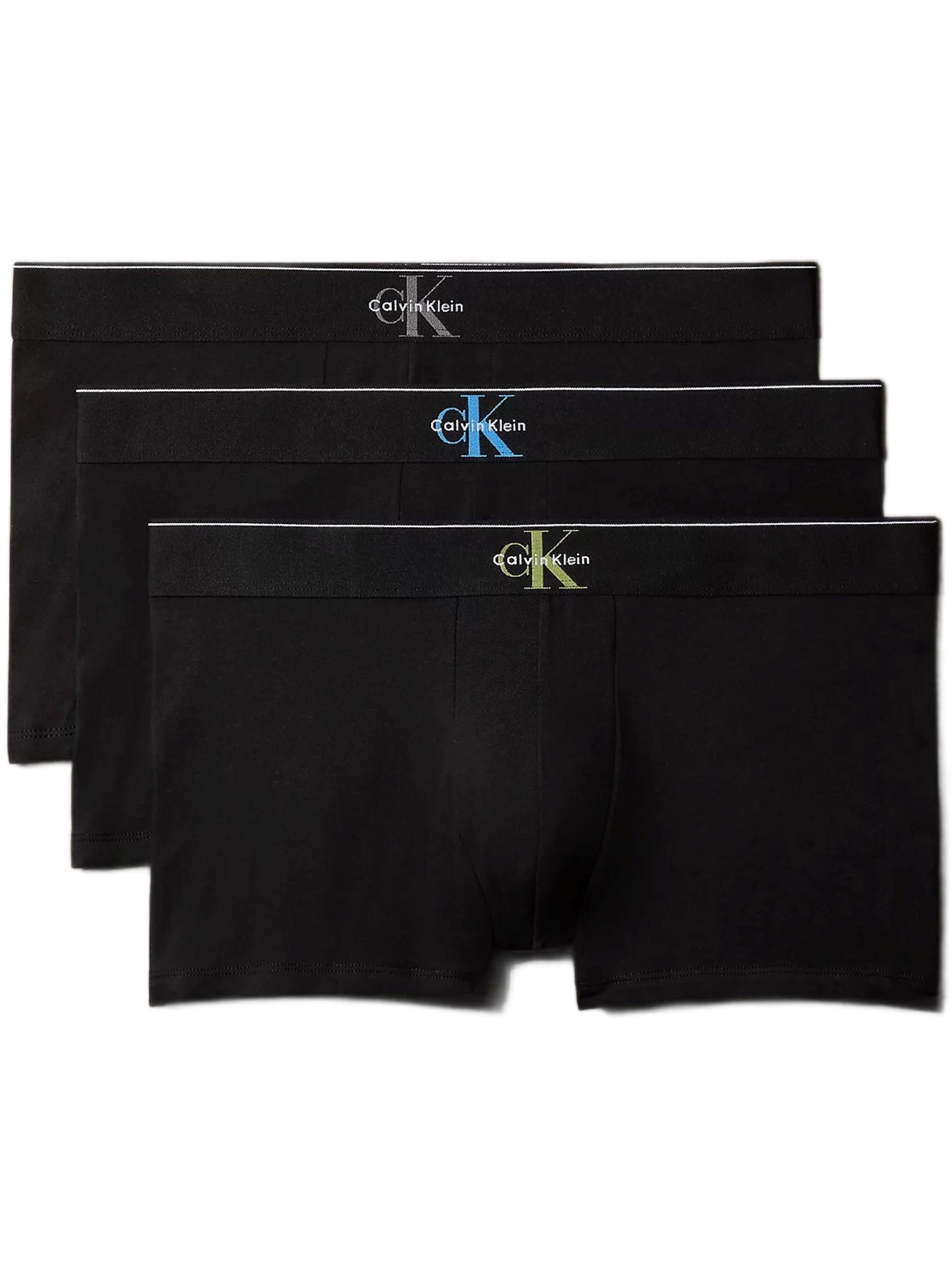 3PACK Boxer Graphic Monogram Cotton Stretch, Nero/Colore - Calvin Klein