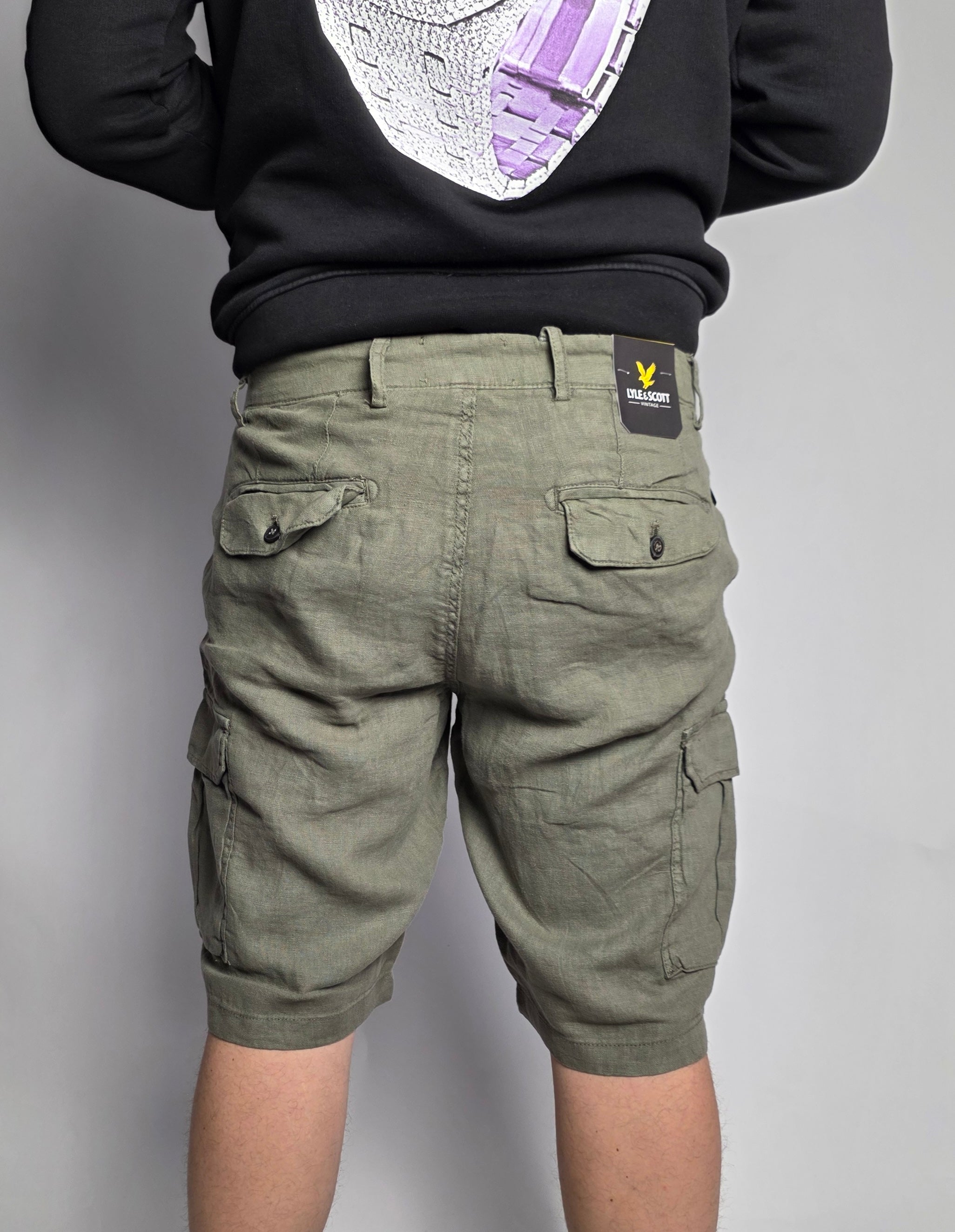 Pantaloncino Cargo Lino, Militare - Lyle&Scott