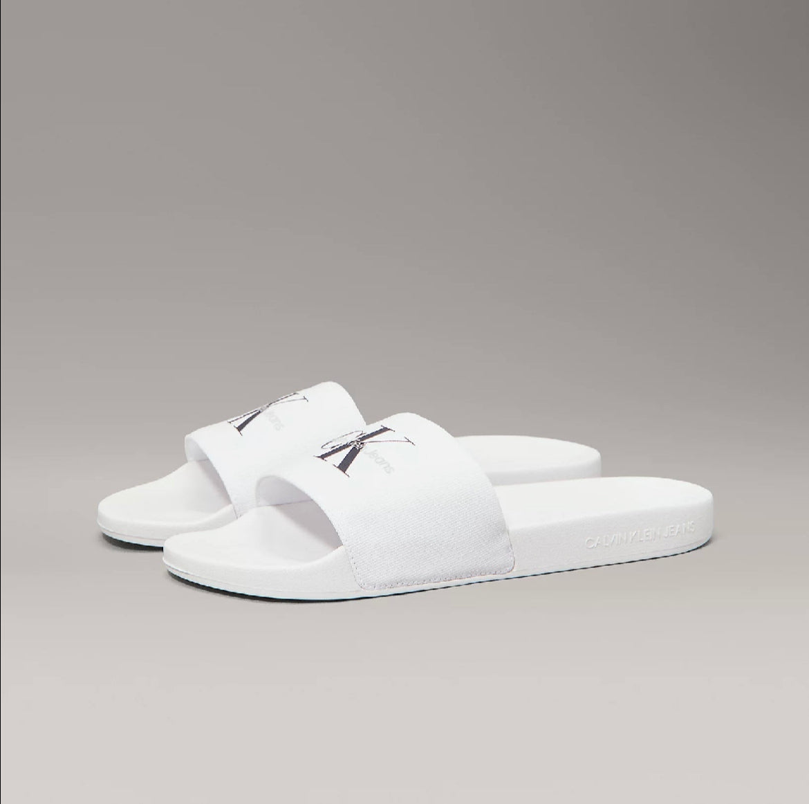 Ciabatta Tela Logo, Bianco/Nero - Calvin Klein
