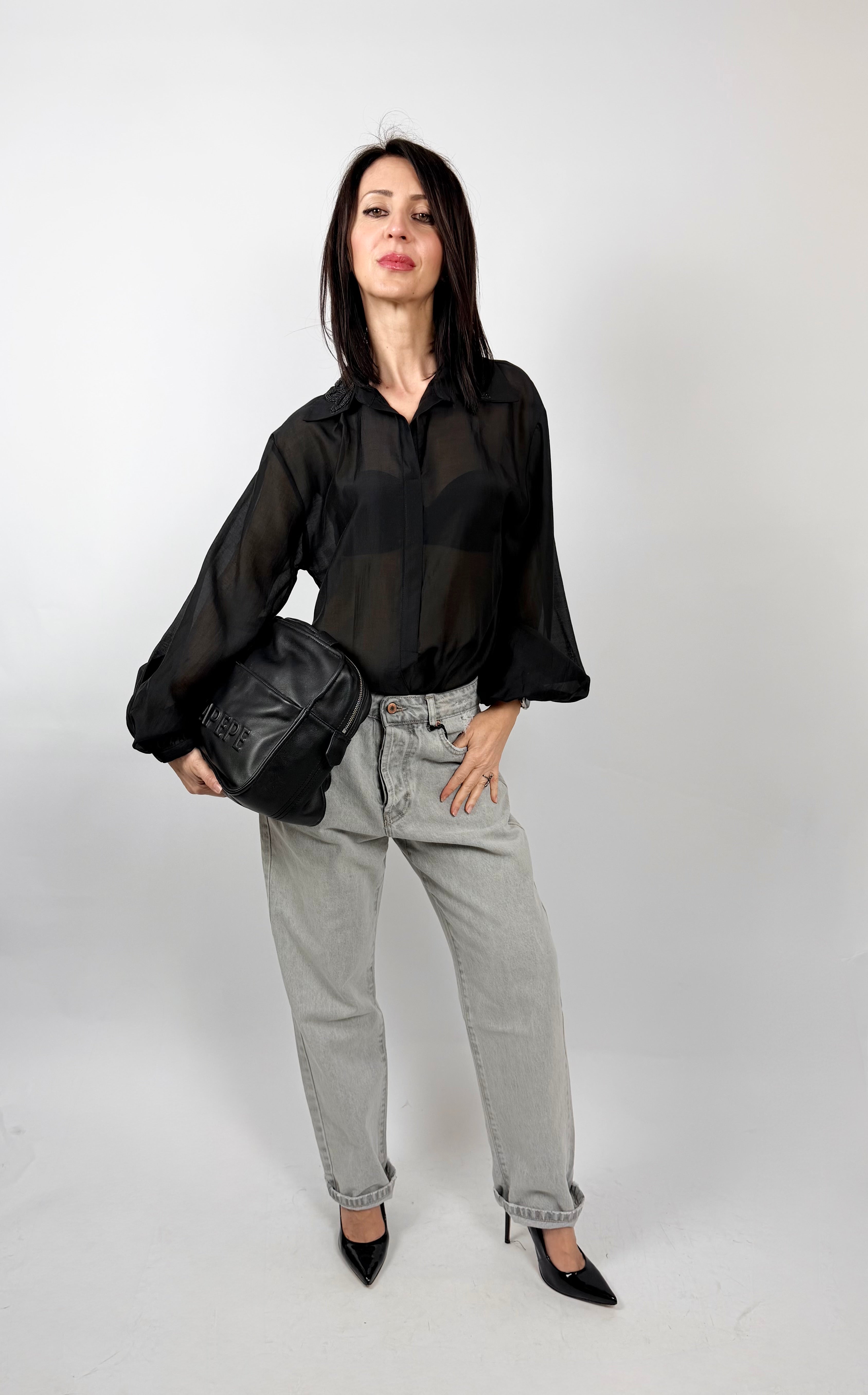 Camicia Applicazioni Strass, Nero - Souvenir